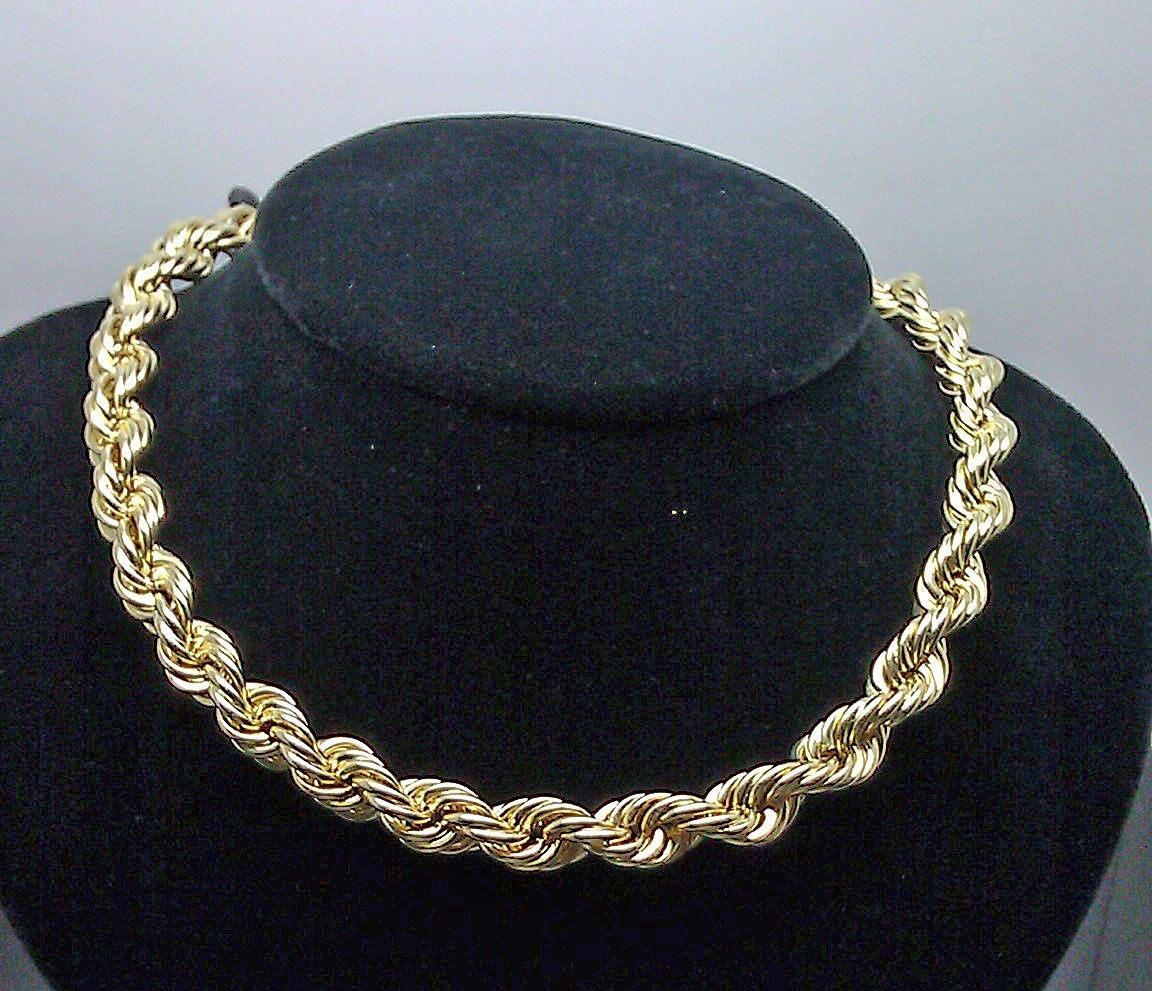 Real 10K Yellow Gold 10mm Rope Chain 24" Inch Thick Men - Image 2