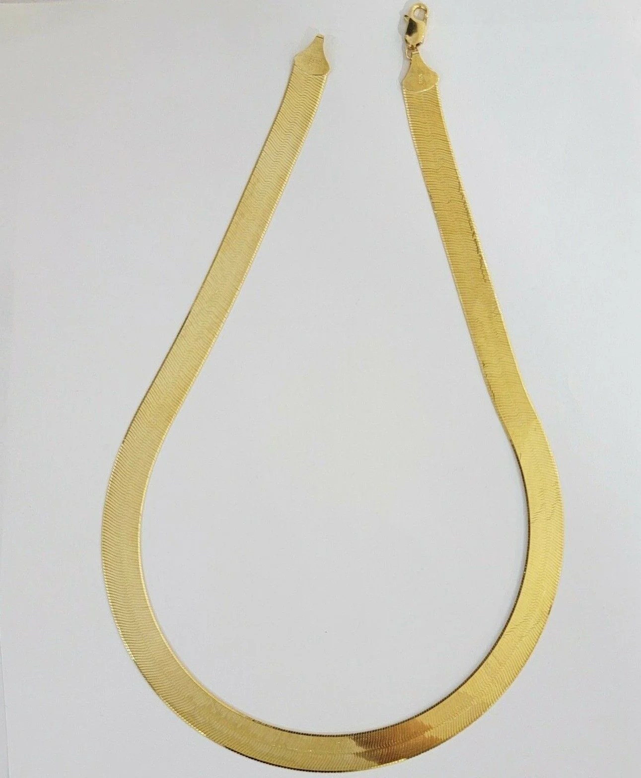 Real 10k Yellow Gold 12mm Herring Bone Chain Necklace 20'' Inch Lobster lock - Image 3
