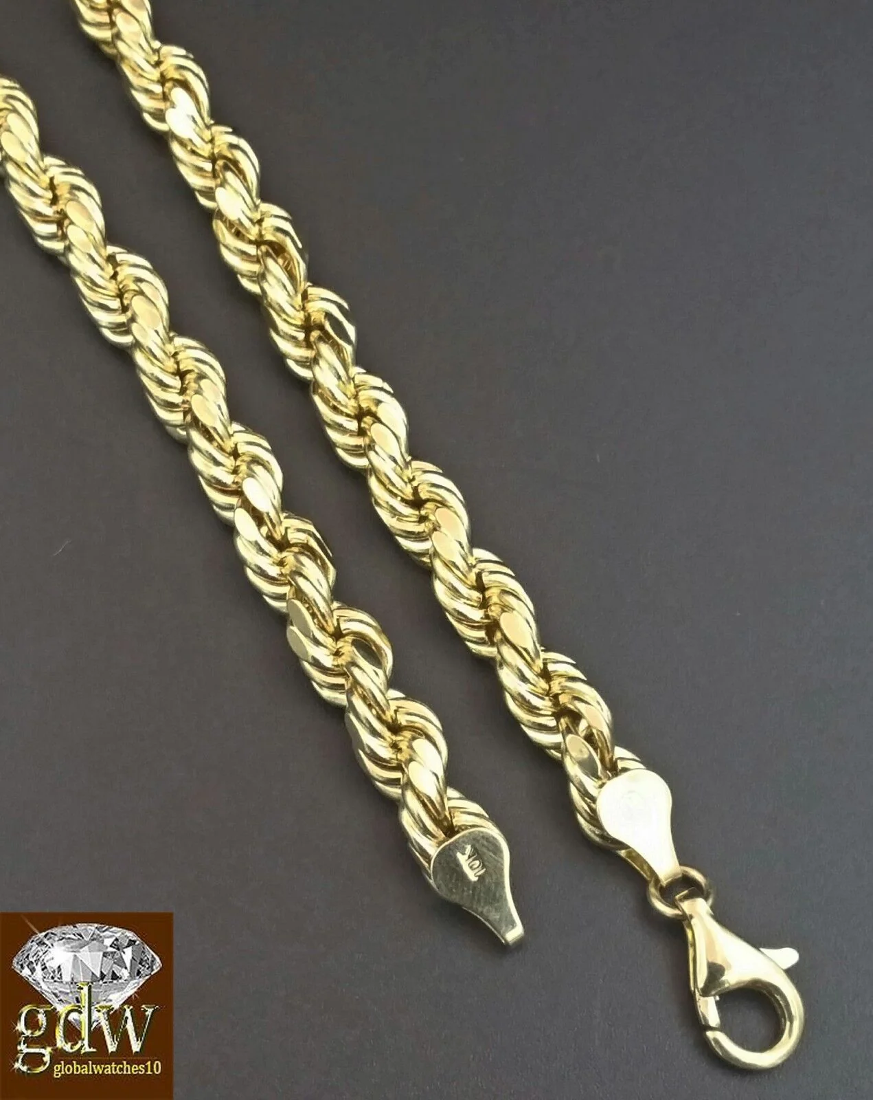 Real 10K Yellow Gold 28" Inch Rope Chain Necklace Cross Pendant Charm - Image 2