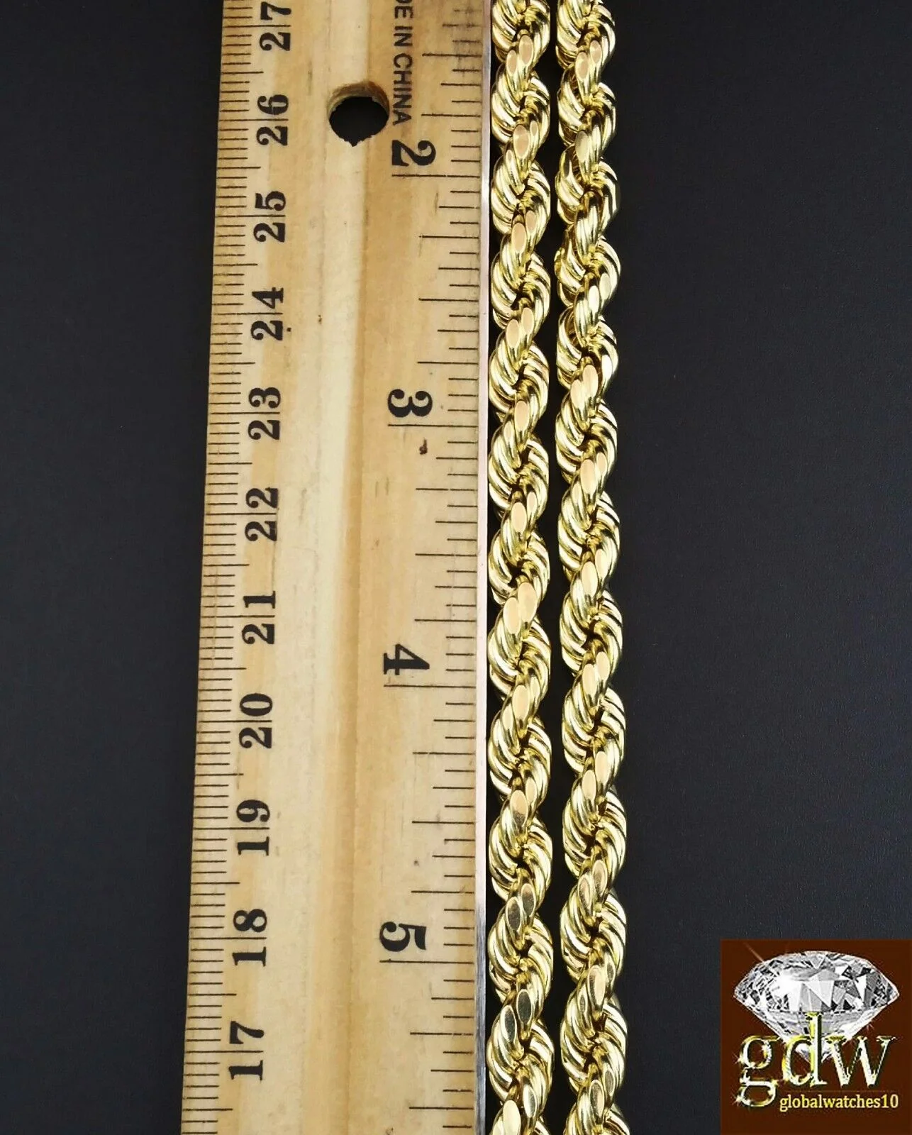 Real 10K Yellow Gold 28" Inch Rope Chain Necklace Cross Pendant Charm - Image 3