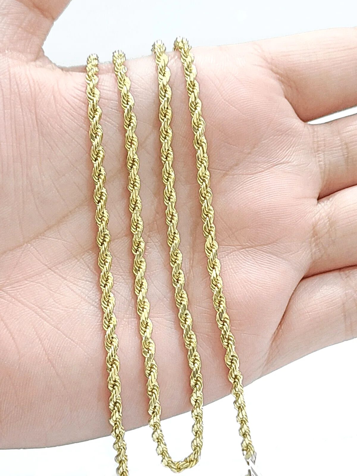 Real 10k Yellow Gold 3mm Rope Chain 26" inch Necklace Praying Hand Charm Cross - Image 3