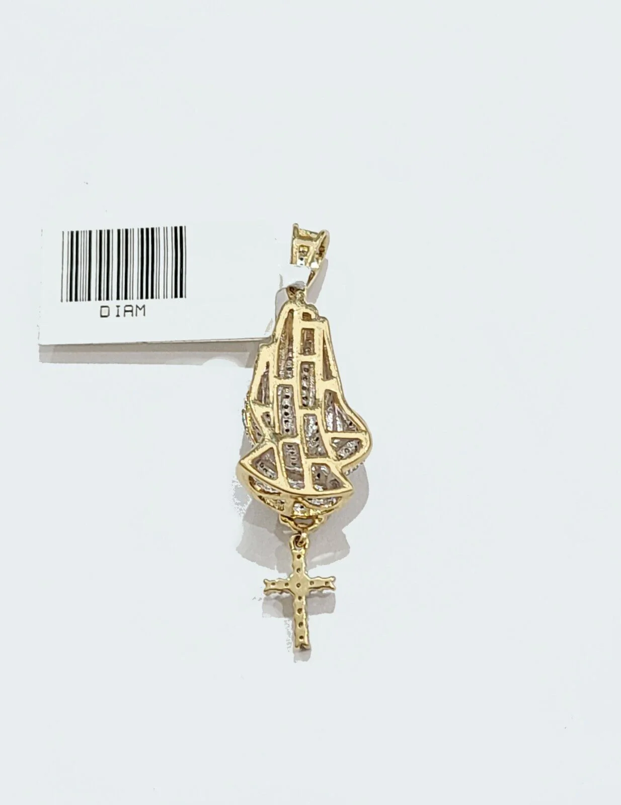 Real 10k Yellow Gold 3mm Rope Chain 26" inch Necklace Praying Hand Charm Cross - Image 8