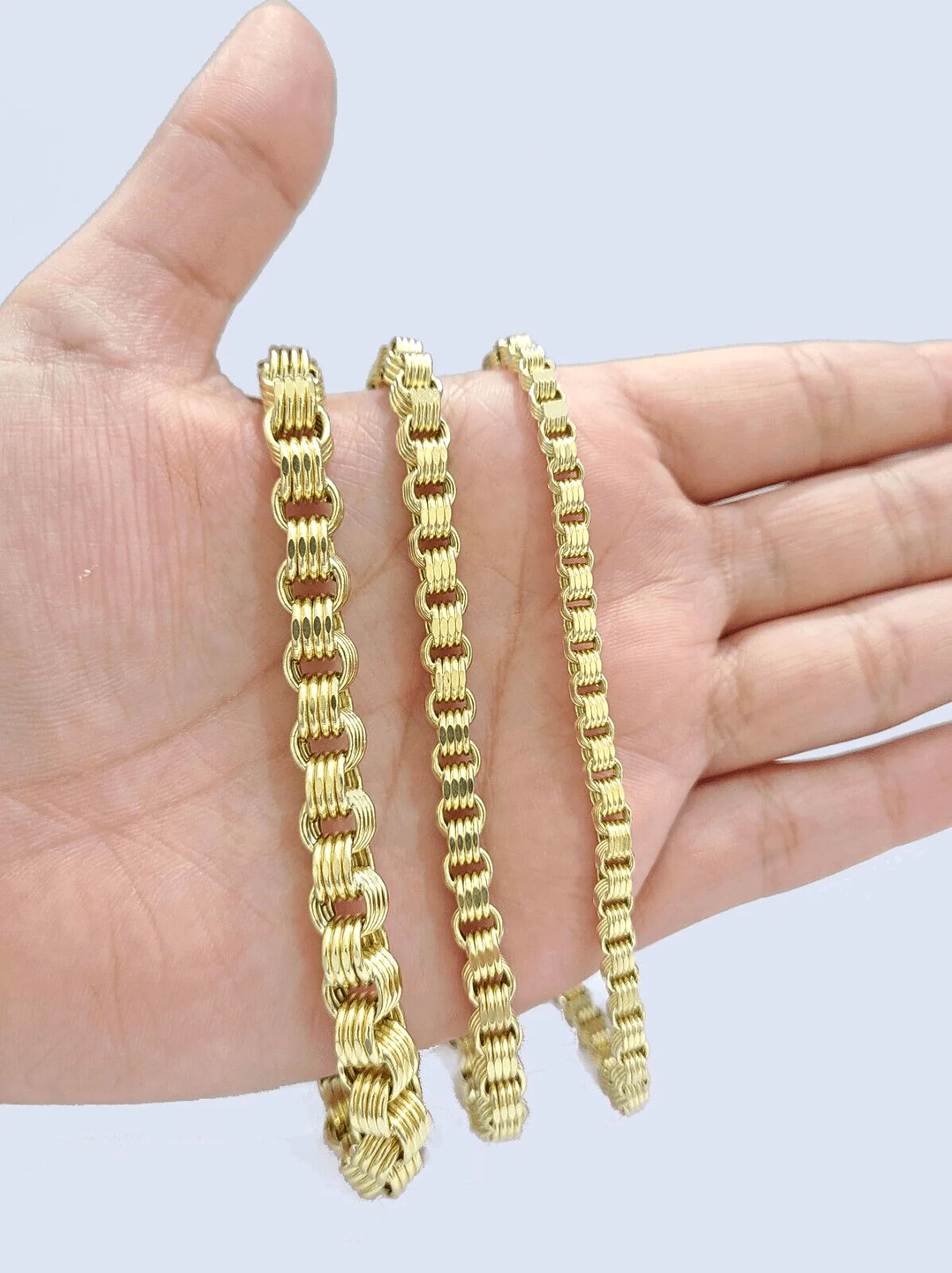 Real 10k Yellow Gold 4mm Box Byzantine Bracelet 8" inch 10kt Unisex Men Women - Image 2