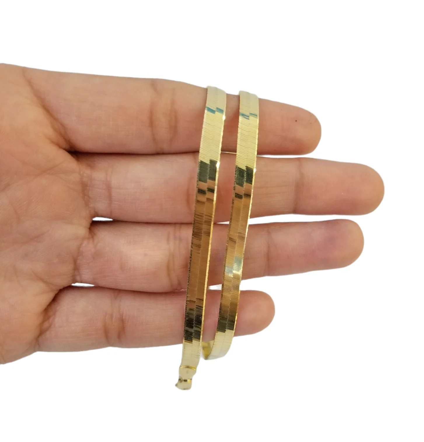 Real 10K Yellow Gold 5mm Herring Bone Chain Necklace 20 Inch Lobster lock - Image 7