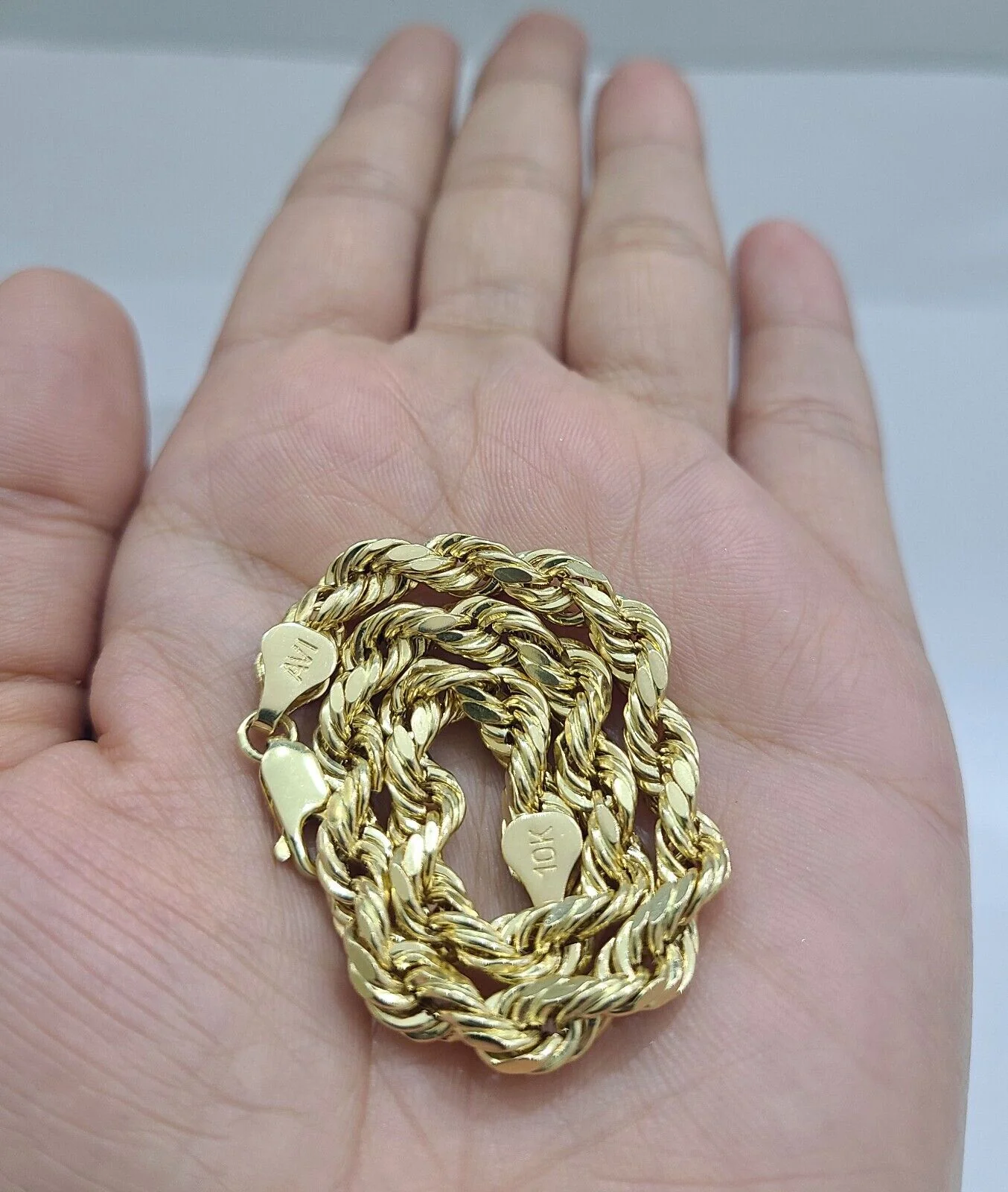 Real 10k Yellow Gold 5mm Rope Bracelet 7'' 8'' 9'' inch 10kt Unisex - Image 3