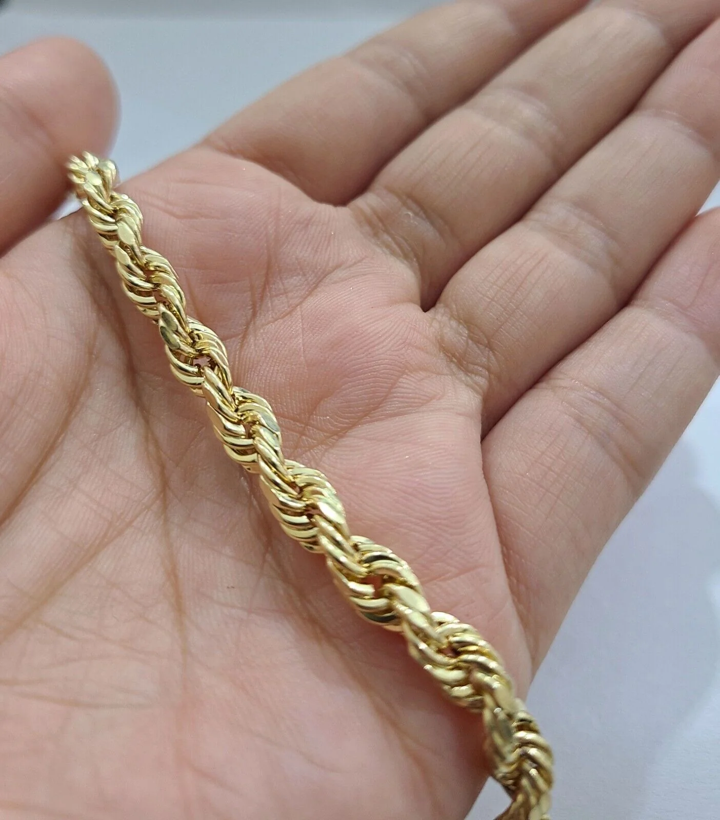 Real 10k Yellow Gold 5mm Rope Bracelet 9'' inch 10kt Unisex - Image 4