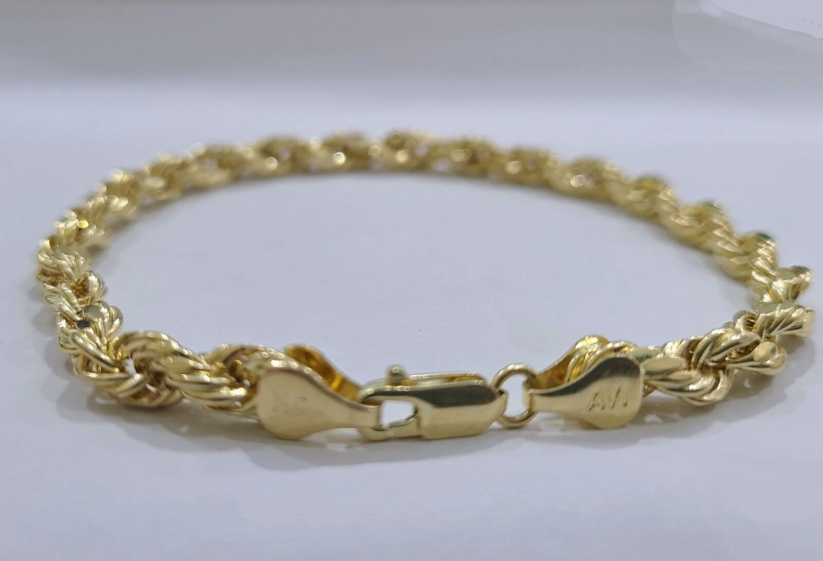 Real 10k Yellow Gold 5mm Rope Bracelet 9'' inch 10kt Unisex - Image 8