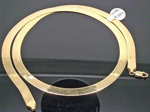 REAL 10K Yellow Gold 7mm Herringbone 22" Necklace Chain