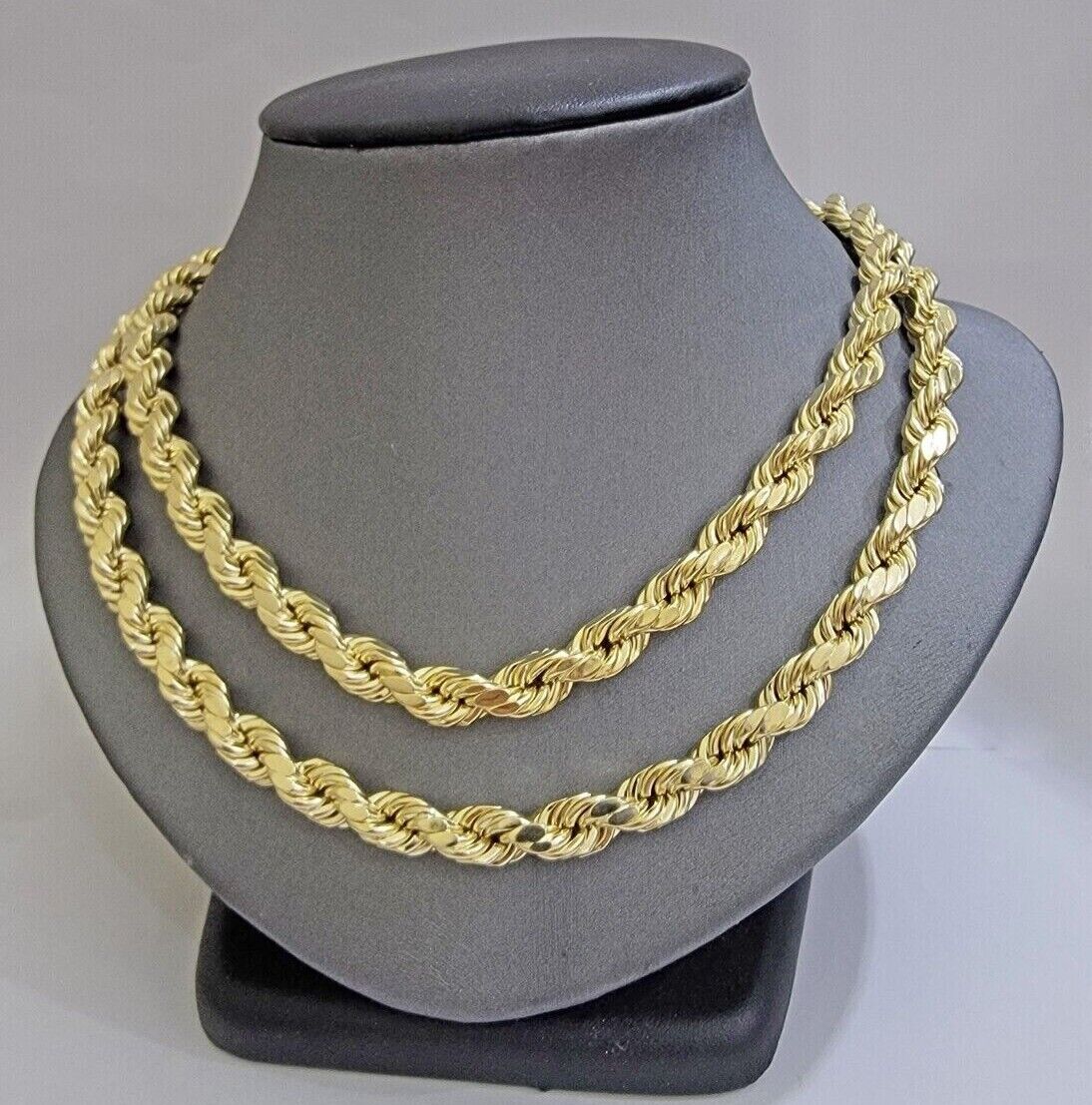 Real 10k Yellow Gold 8mm Rope Chain Necklace 18 in- 30 Inch Diamond Cuts 10kt - Image 10