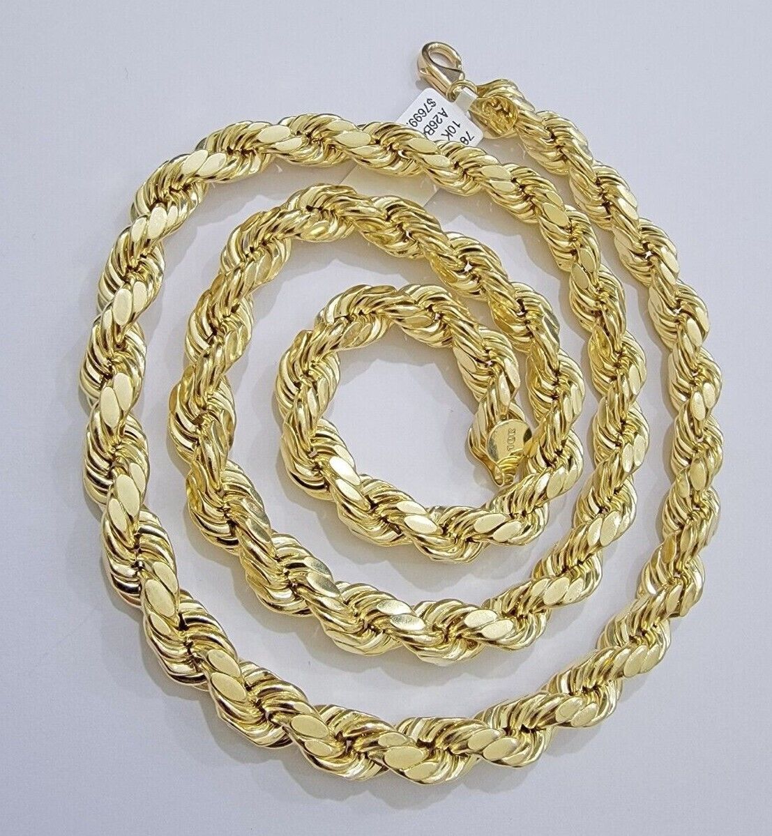 Real 10k Yellow Gold 8mm Rope Chain Necklace 18 in- 30 Inch Diamond Cuts 10kt - Image 3