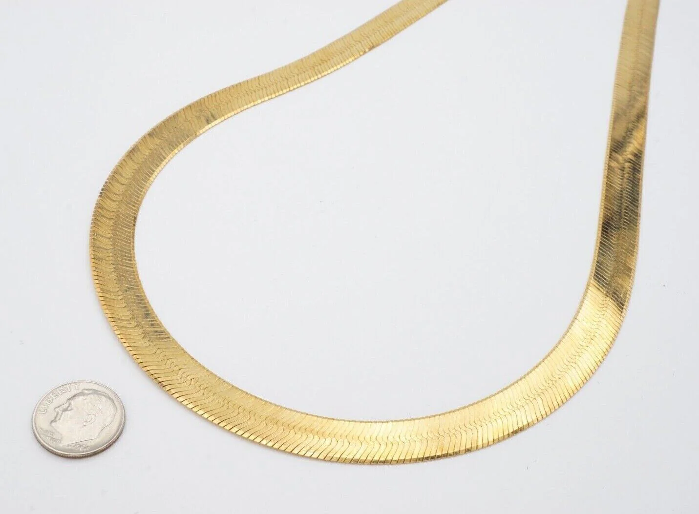 Real 10k Yellow Gold 9mm Herring Bone Chain Necklace  22" Inch Lobster lock - Image 7