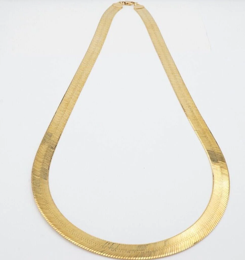 Real 10k Yellow Gold 9mm Herringbone Chain Necklace 20" Inch Lobster lock - Image 6