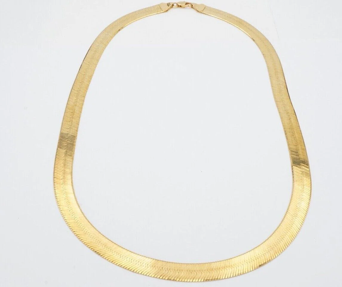 Real 10k Yellow Gold 9mm Herringbone Chain Necklace 20" Inch Lobster lock - Image 8