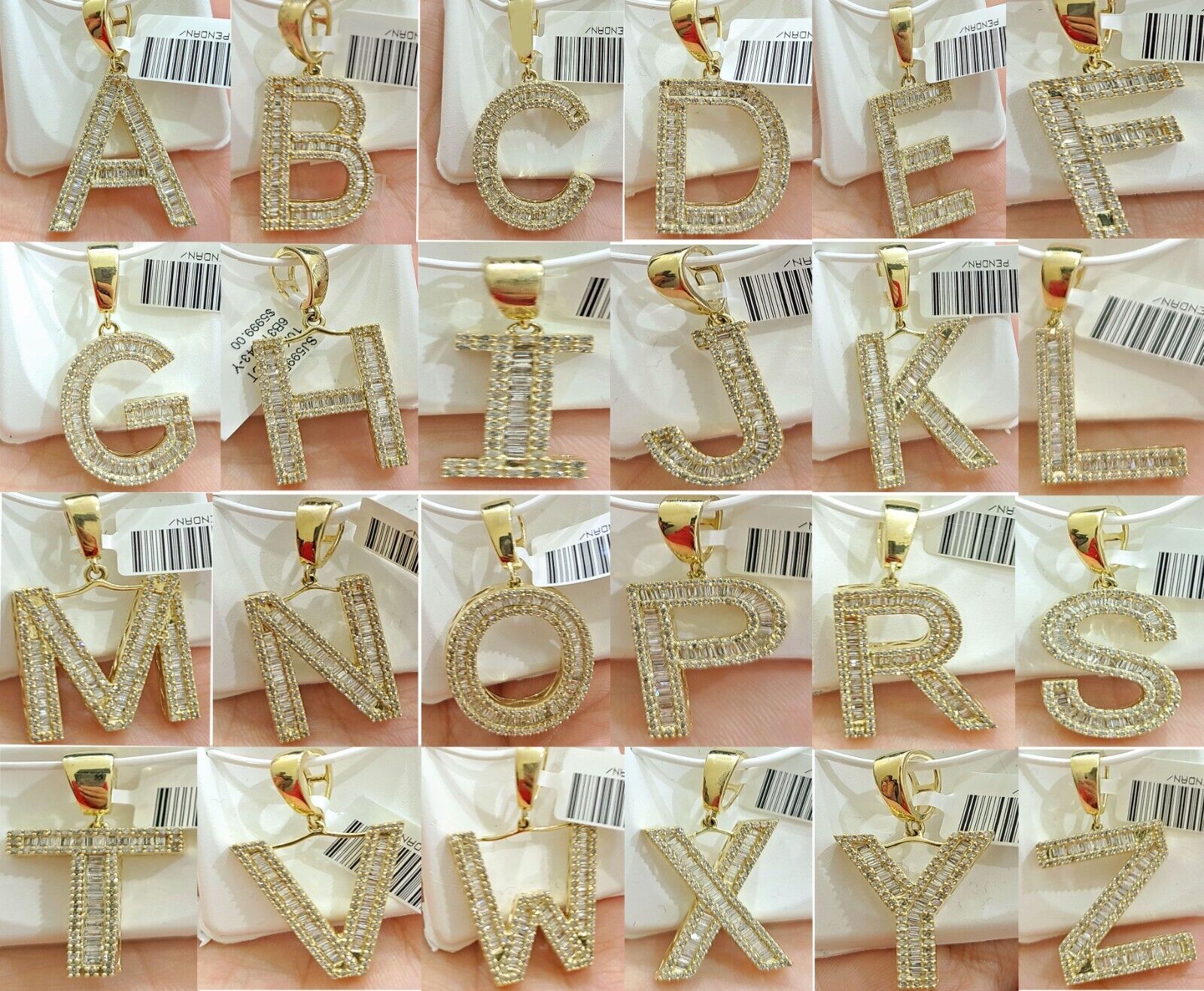 Real 10K Yellow Gold Alphabets Diamond Cut Charm A-Z Pendant Initials - Image 18