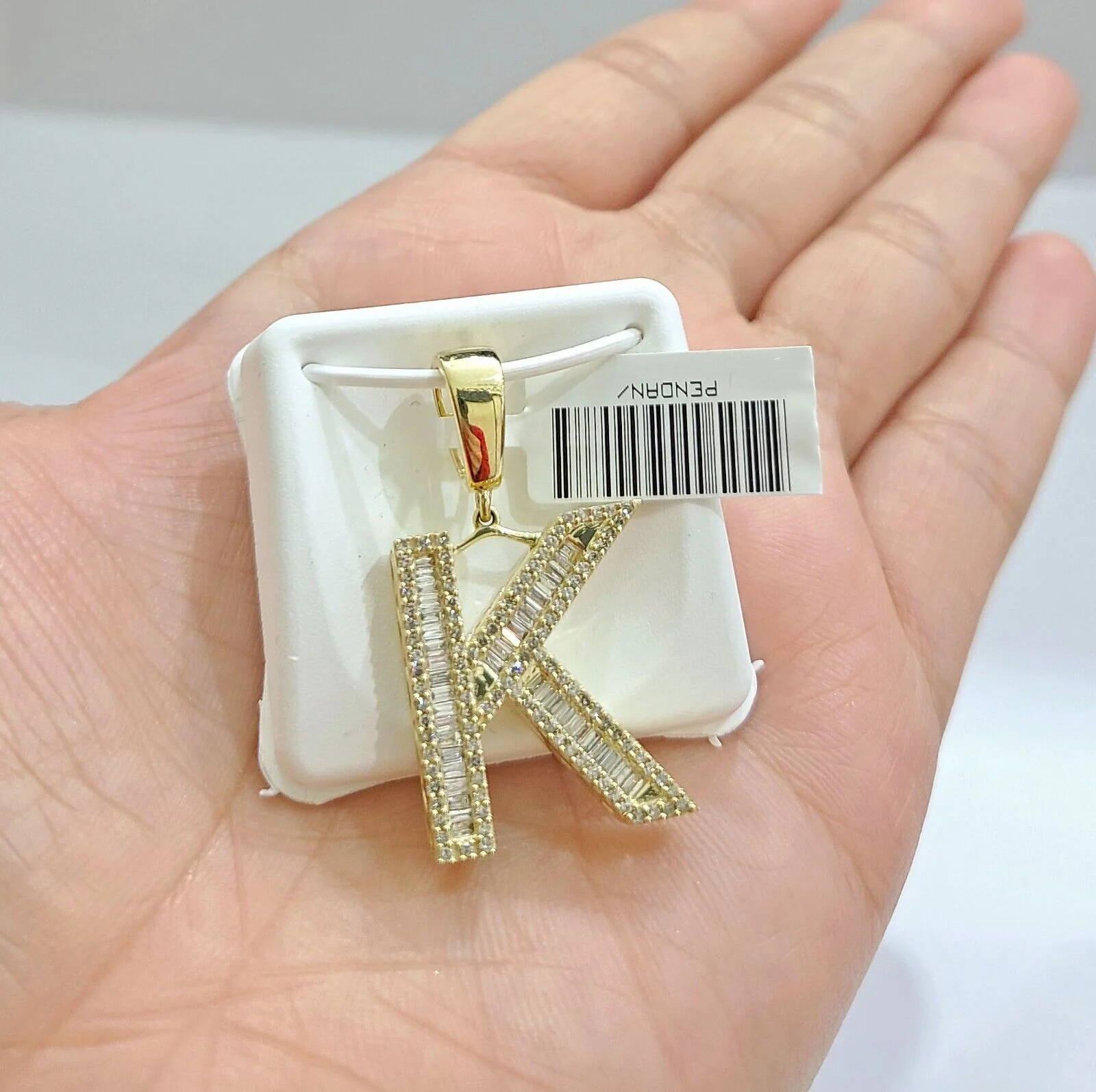 Real 10K Yellow Gold Alphabets Diamond Cut Charm A-Z Pendant Initials - Image 2