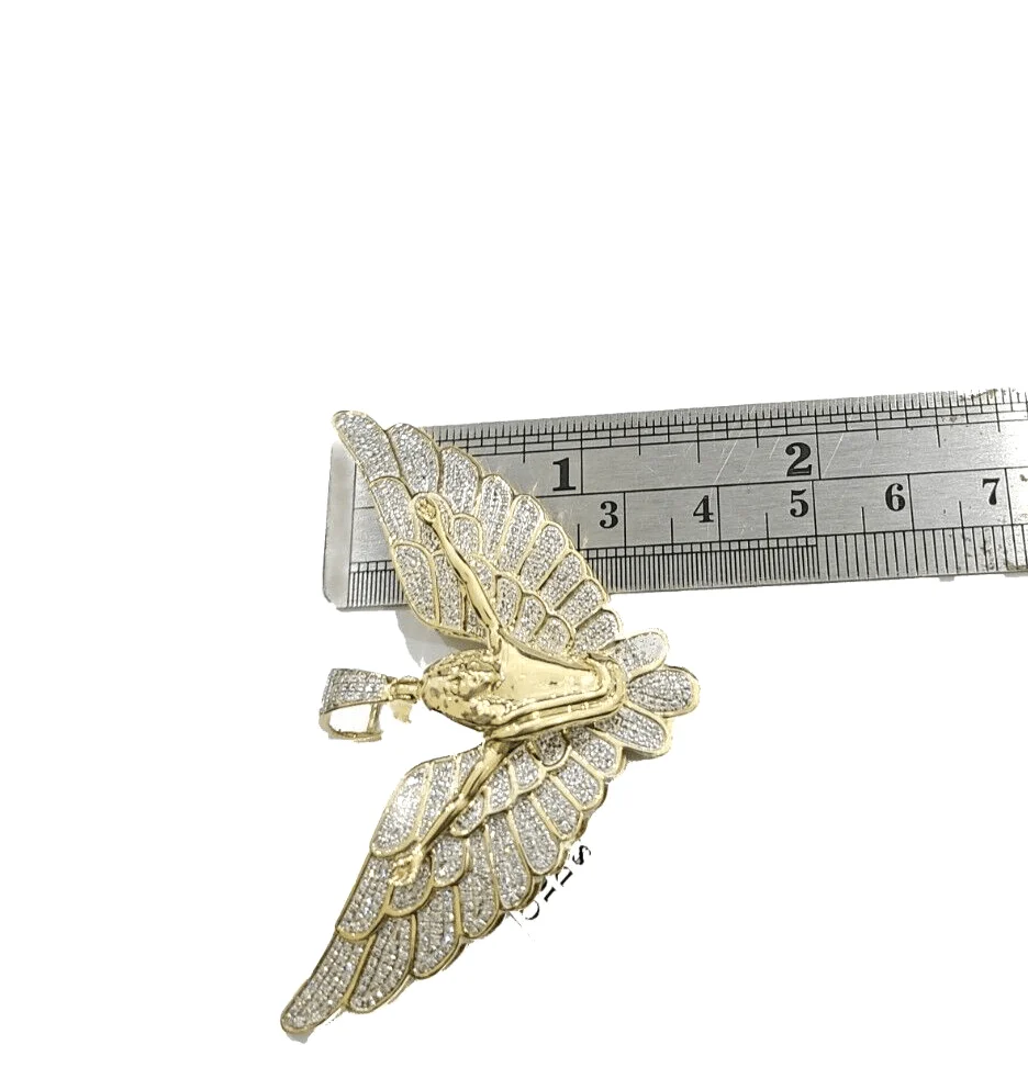 Real 10k Yellow Gold Angel Wing Diamond 1.17CT Charm Pendant 10kt for Chain - Image 4