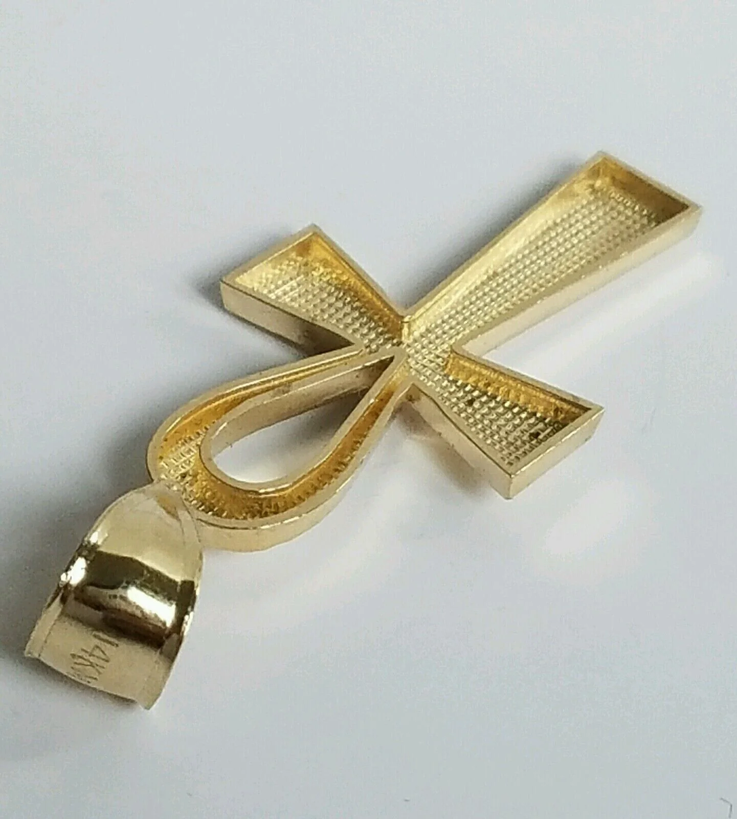 Real 10k Yellow Gold Ankh charm pendant 2.2 Inches Diamond Cuts Charm for Chains - Image 7