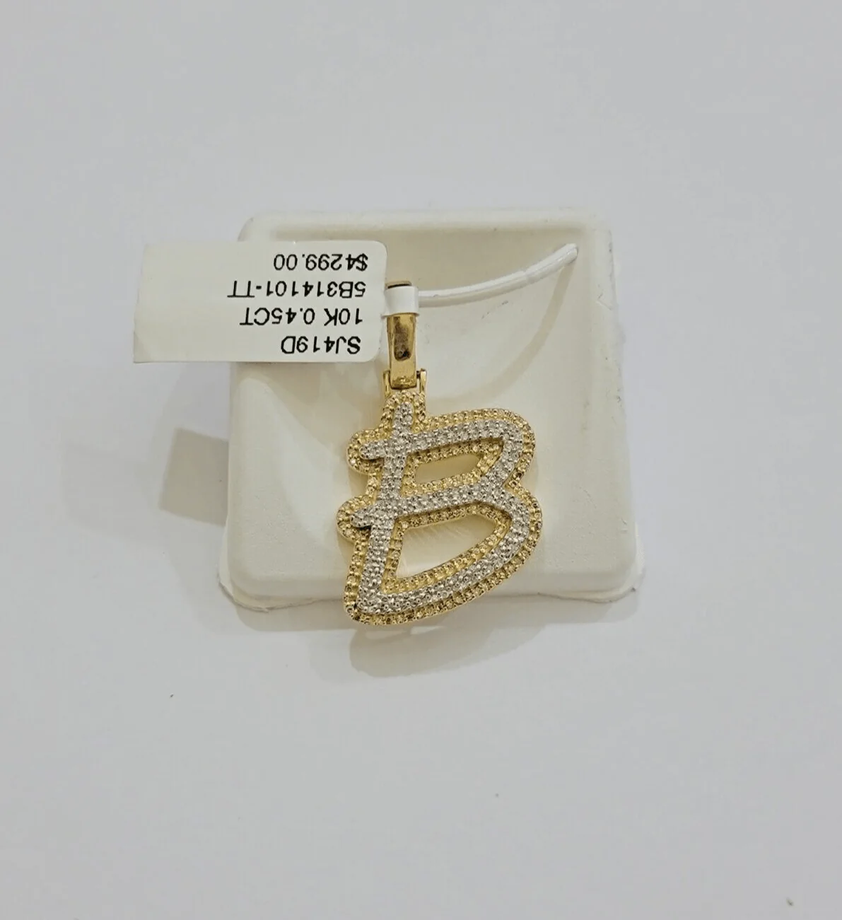 Real 10k Yellow Gold B Charm Pendant Letter Initial With Diamonds For Mens - Image 3