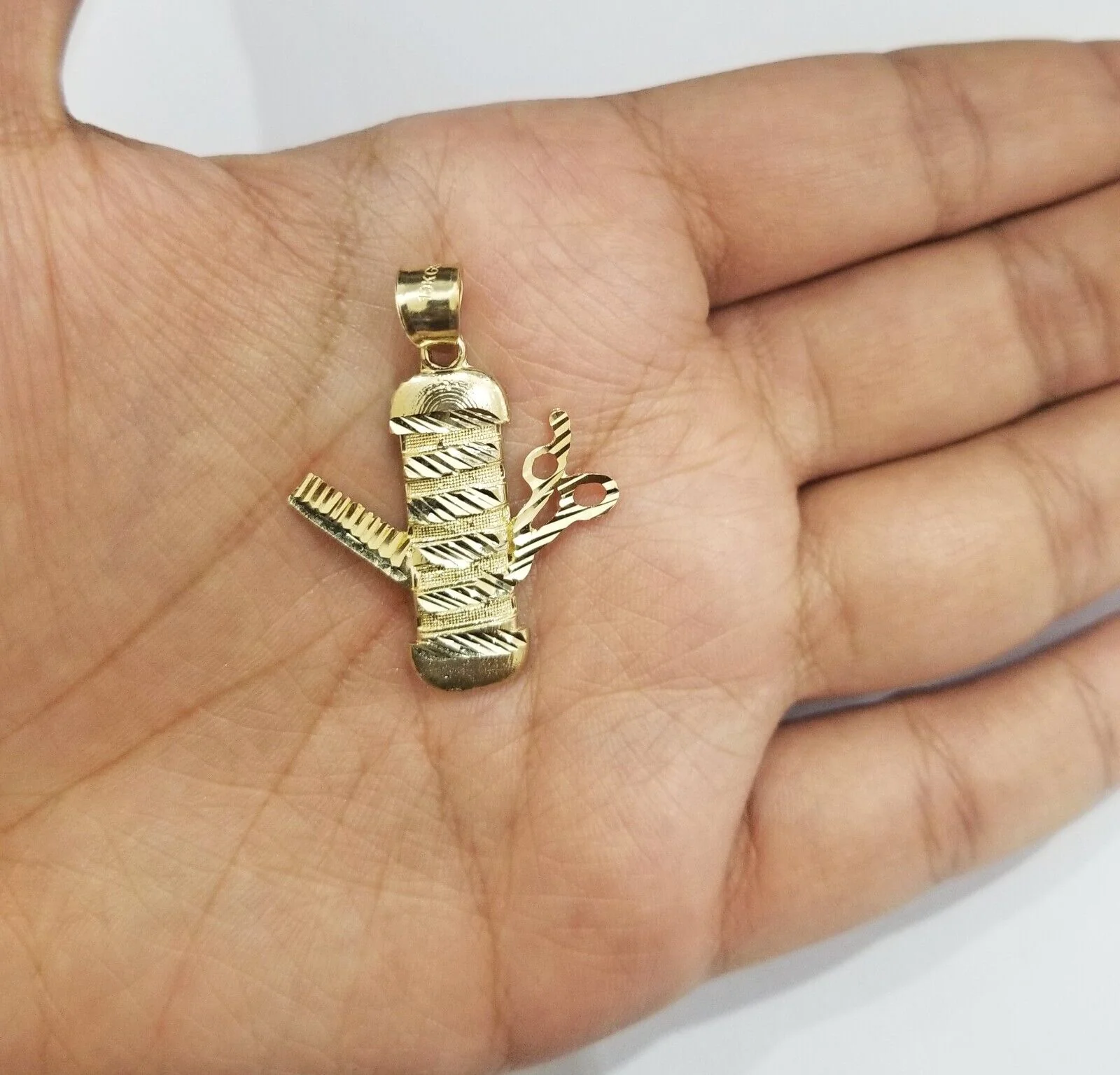 Real 10k Yellow Gold Barber Charm Pendant 10kt for  Chain - Image 2