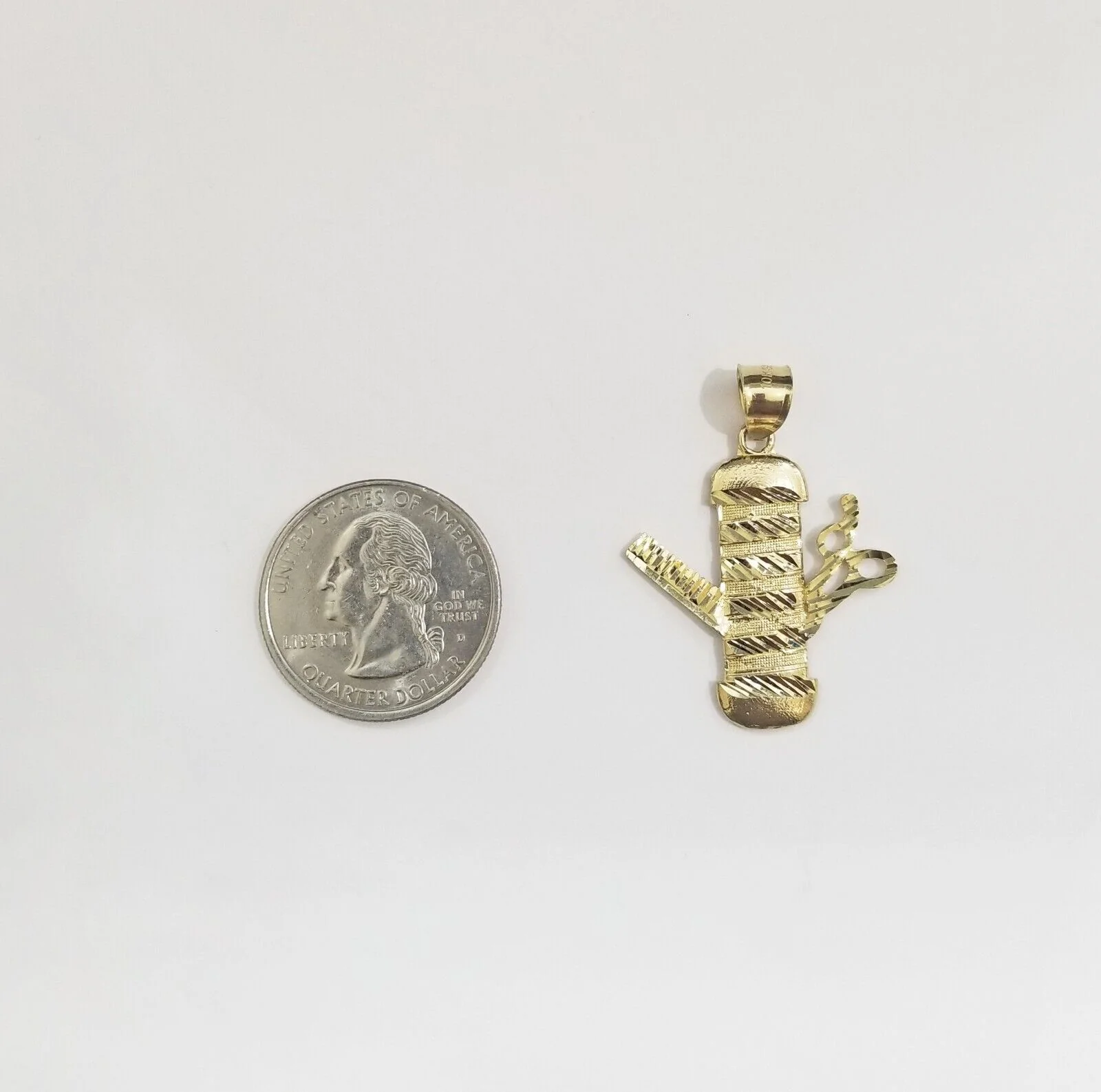 Real 10k Yellow Gold Barber Charm Pendant 10kt for  Chain - Image 3