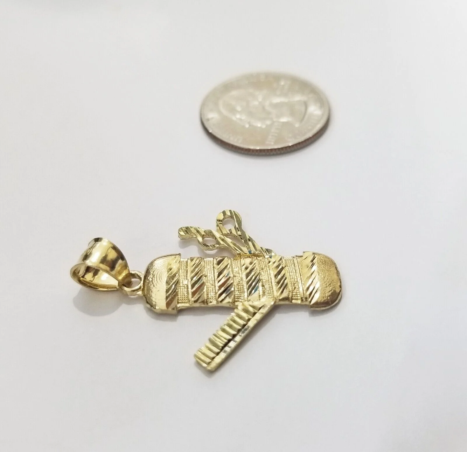 Real 10k Yellow Gold Barber Charm Pendant 10kt for  Chain - Image 4