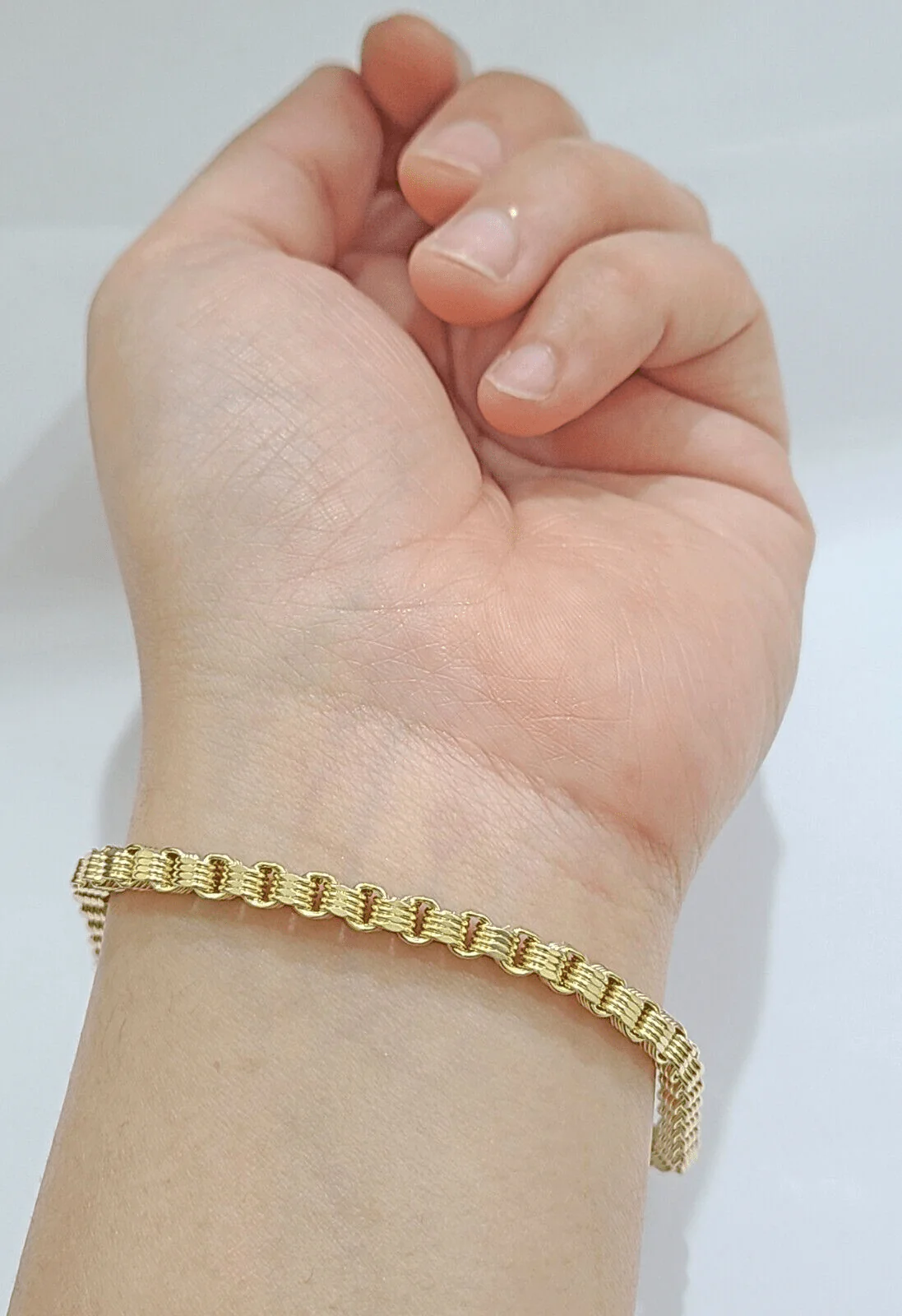 Real 10k Yellow Gold Box Byzantine Bracelet 4mm Unisex 9.5" inch 10kt Men Women - Image 4