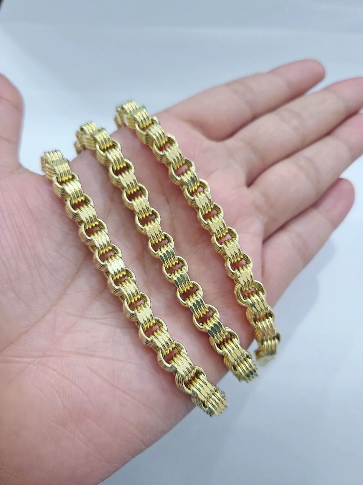 Real 10k Yellow Gold Box Byzantine Chain 24'' Necklace JesusCross Charm pendant - Image 7