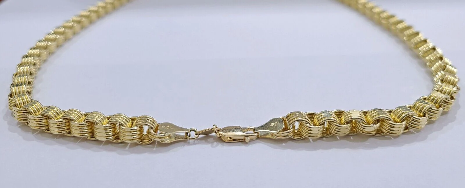 Real 10k Yellow Gold Box Byzantine Chain 24'' Necklace JesusCross Charm pendant - Image 9