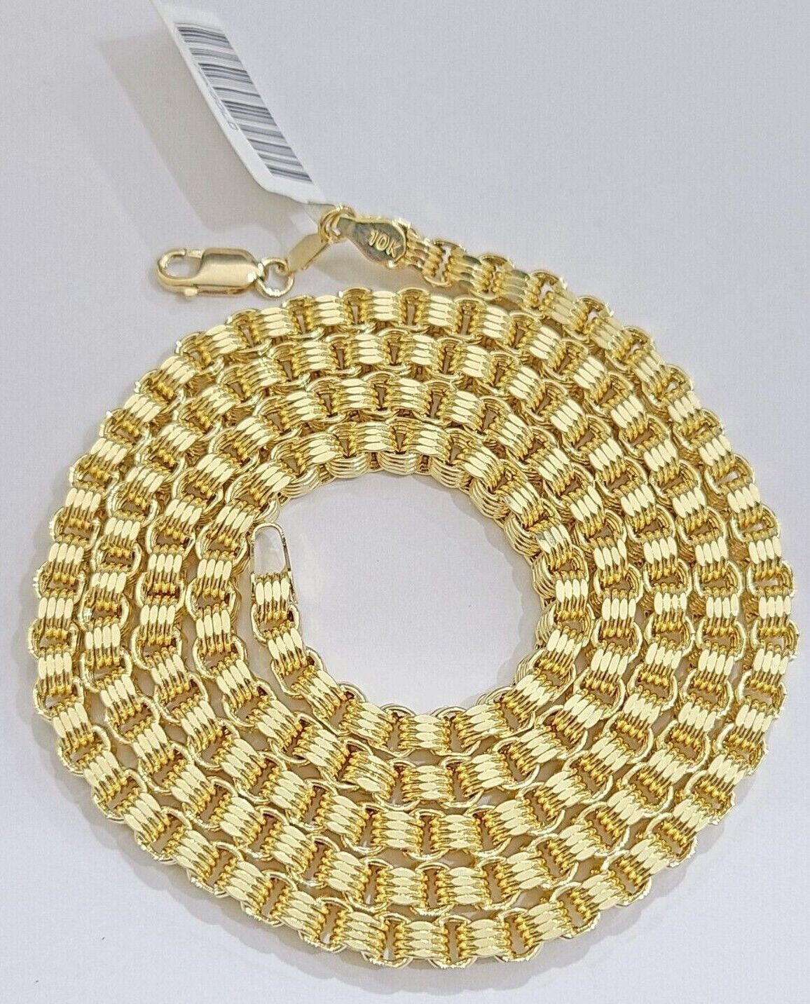 Real 10K Yellow Gold Box Byzantine Chain 4mm Necklace 18-30'' Inch Lobster Lock - Image 3