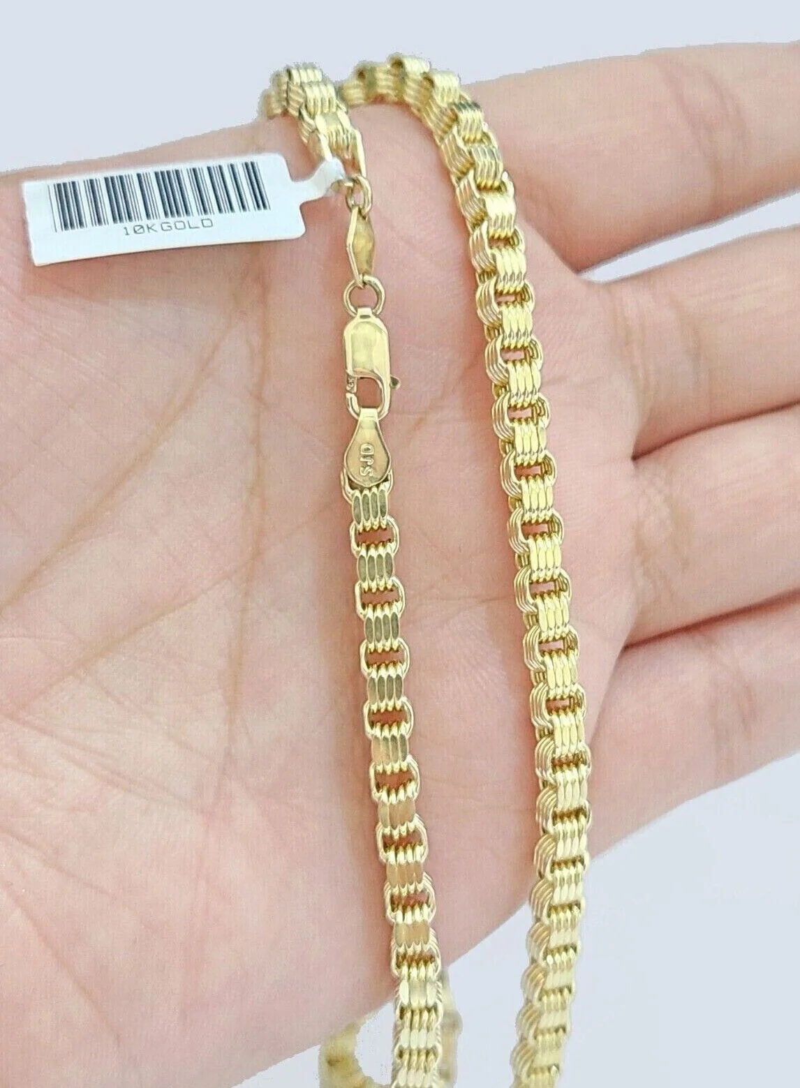 Real 10K Yellow Gold Box Byzantine Chain 4mm Necklace 18-30'' Inch Lobster Lock - Image 6