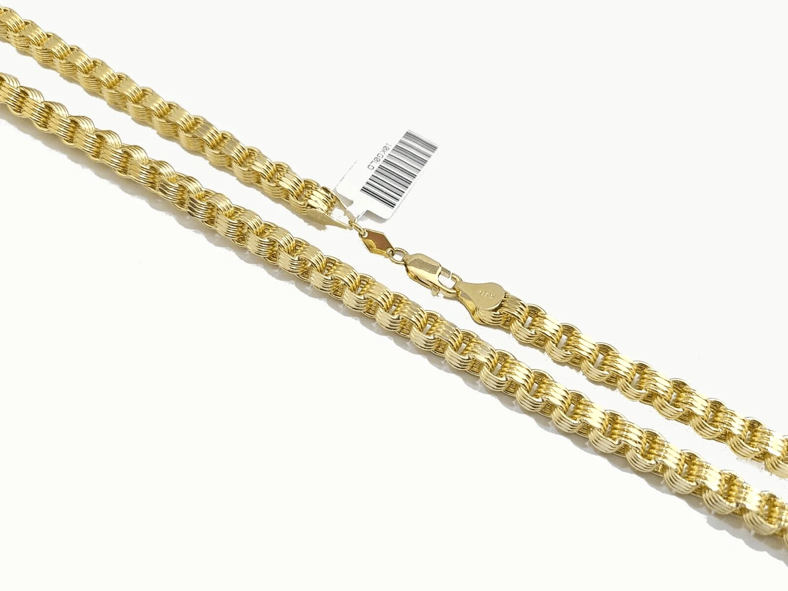 Real 10k Yellow Gold Box Byzantine Necklace 5mm 22" inch Unisex 10kt Chain - Image 2