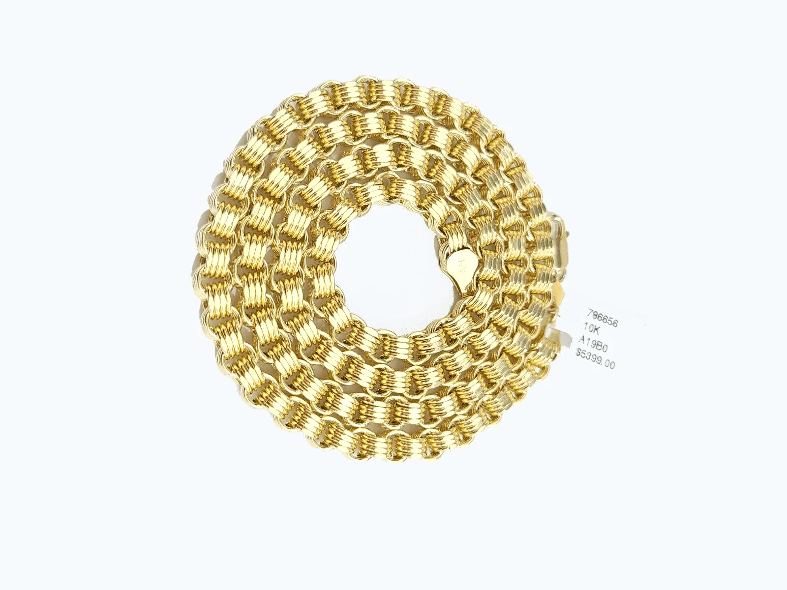 Real 10k Yellow Gold Box Byzantine Necklace 5mm 22" inch Unisex 10kt Chain - Image 2