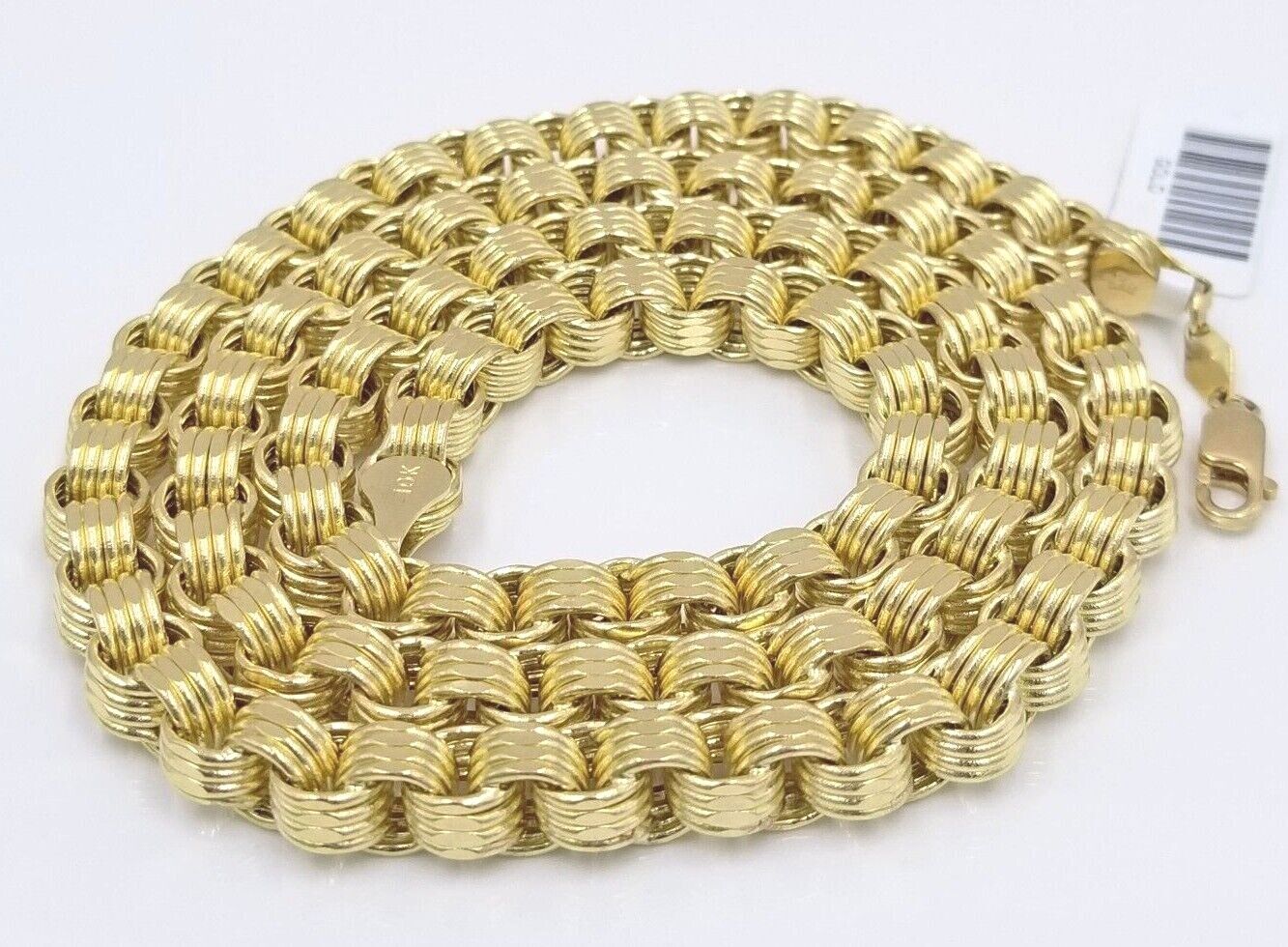 Real 10k Yellow Gold Box Byzantine Necklace 6.5mm 22" inch For Men 10kt Chain - Image 3