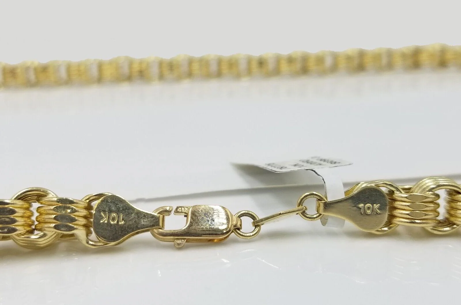 Real 10k Yellow Gold Box Byzantine Necklace 6.5mm 24" inch For Men 10kt Chain - Image 6