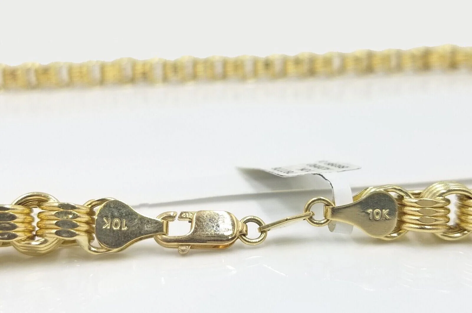 Real 10k Yellow Gold Box Byzantine Necklace 6.5mm 26" inch For Men 10kt Chain - Image 6