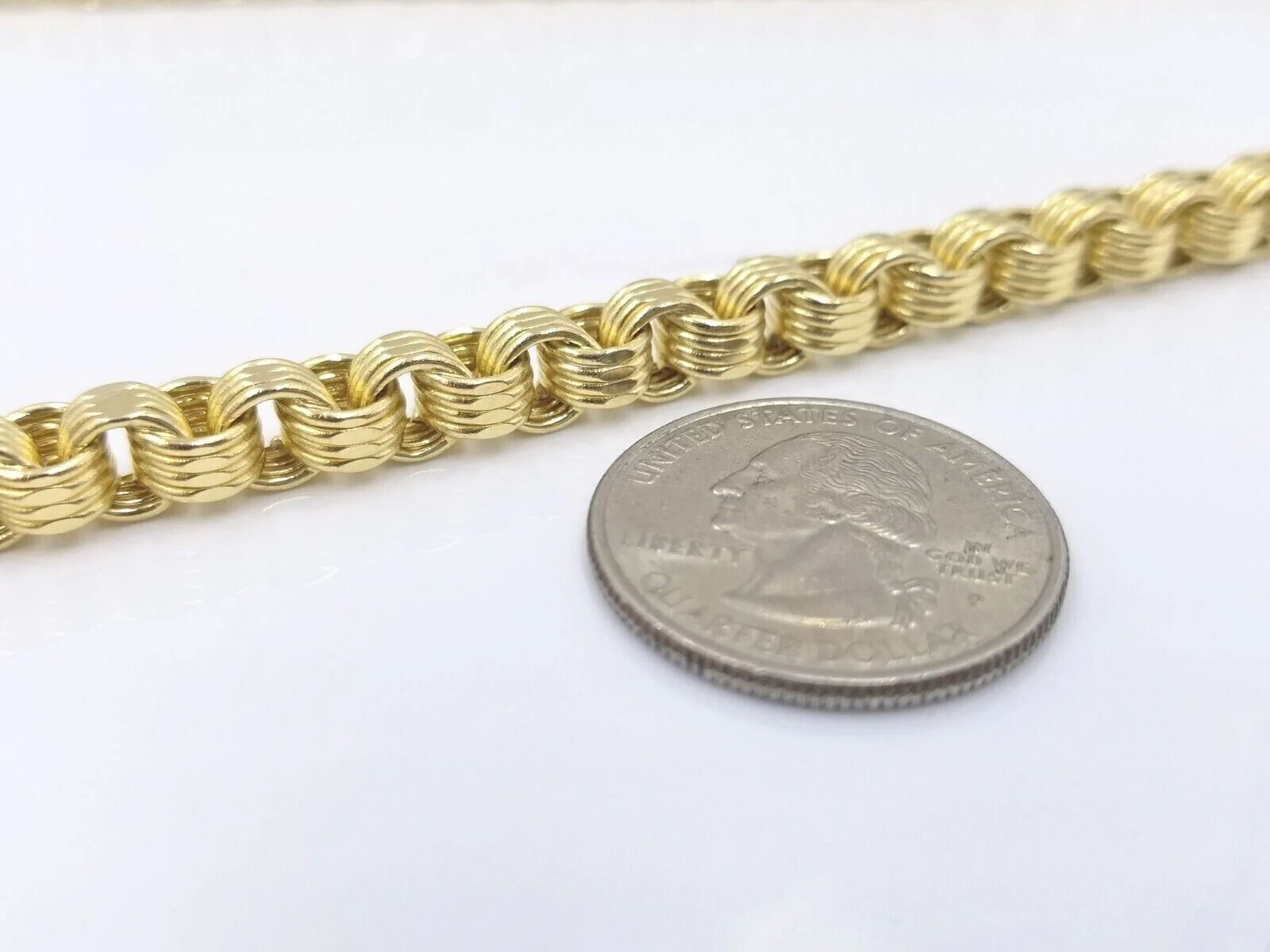 Real 10k Yellow Gold Box Byzantine Necklace 6.5mm 28" inch For Men 10kt Chain - Image 5