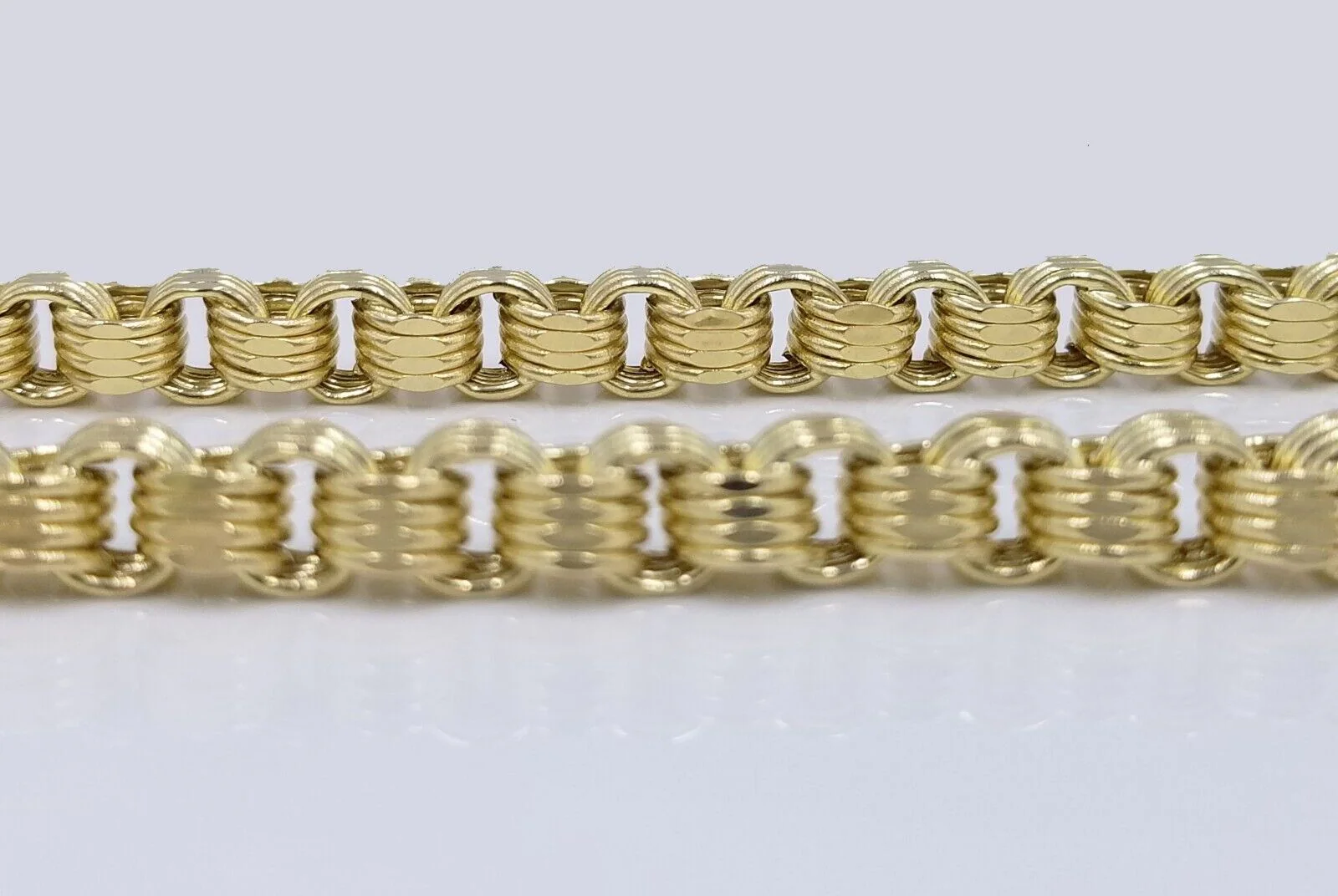 Real 10k Yellow Gold Box Byzantine Necklace 6.5mm 28" inch For Men 10kt Chain - Image 7