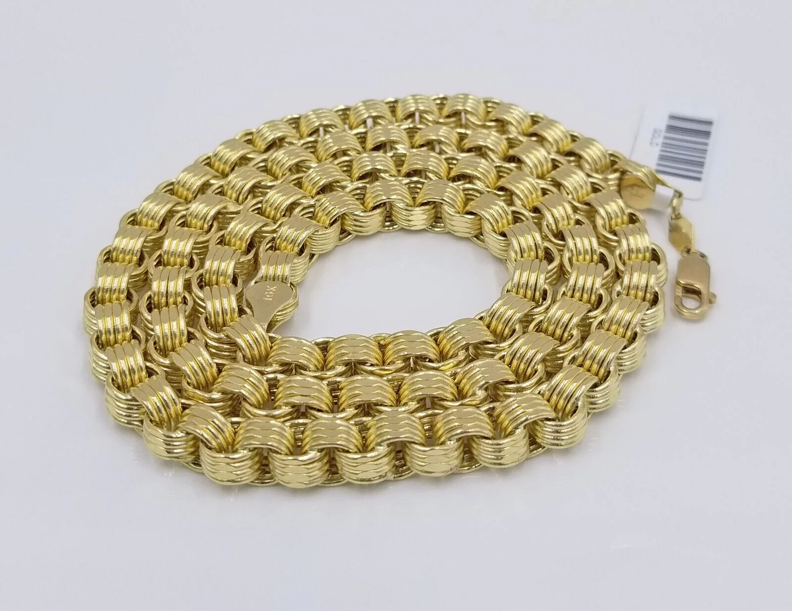 Real 10k Yellow Gold Box Byzantine Necklace 6mm 24" inch For Men 10kt Chain - Image 3