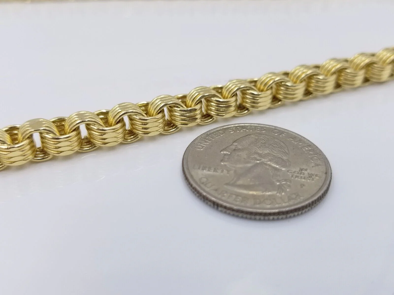 Real 10k Yellow Gold Box Byzantine Necklace 6mm 24" inch For Men 10kt Chain - Image 5