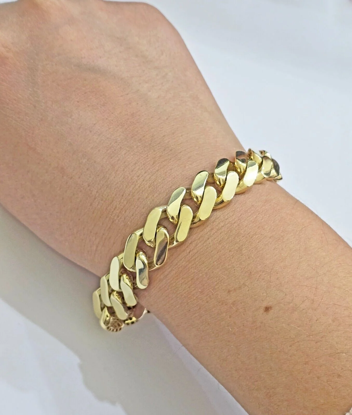 Real 10k Yellow Gold Bracelet 13mm 9 Inch Royal Monaco Cuban Link Mens Box Clasp - Image 5