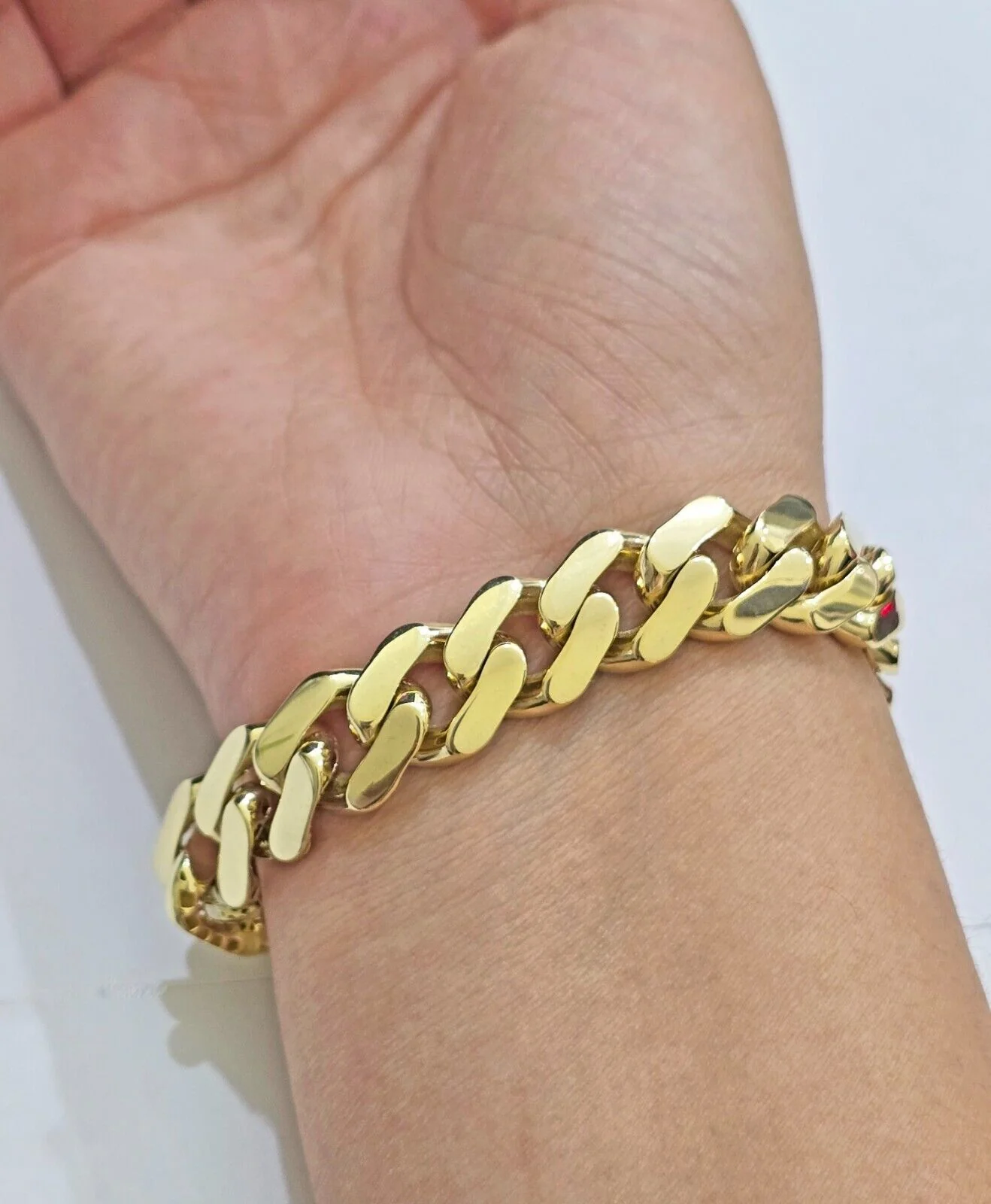 Real 10k Yellow Gold Bracelet 13mm 9 Inch Royal Monaco Cuban Link Mens Box Clasp - Image 7