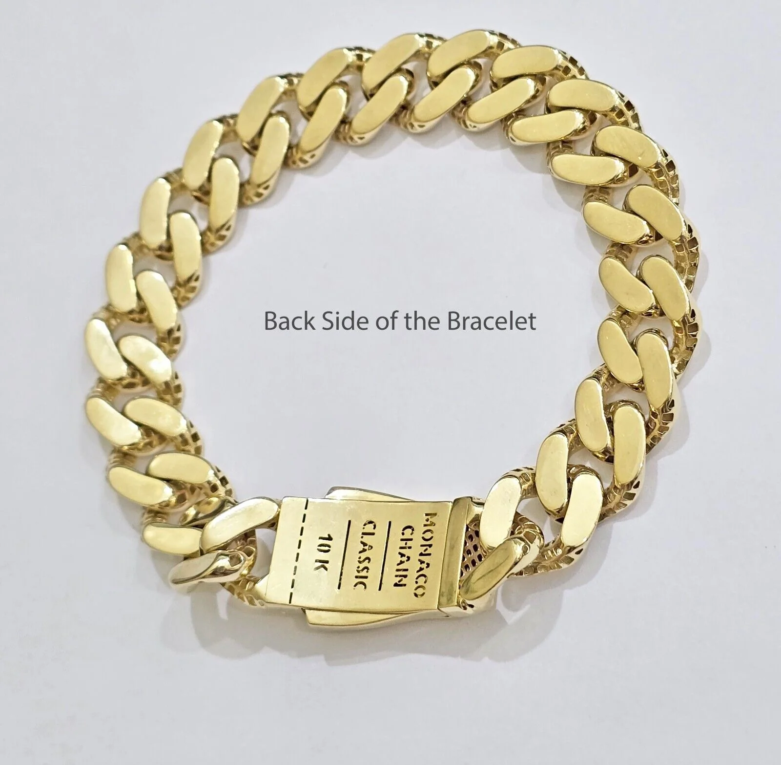 Real 10k Yellow Gold Bracelet 13mm 9 Inch Royal Monaco Cuban Link Mens Box Clasp - Image 8