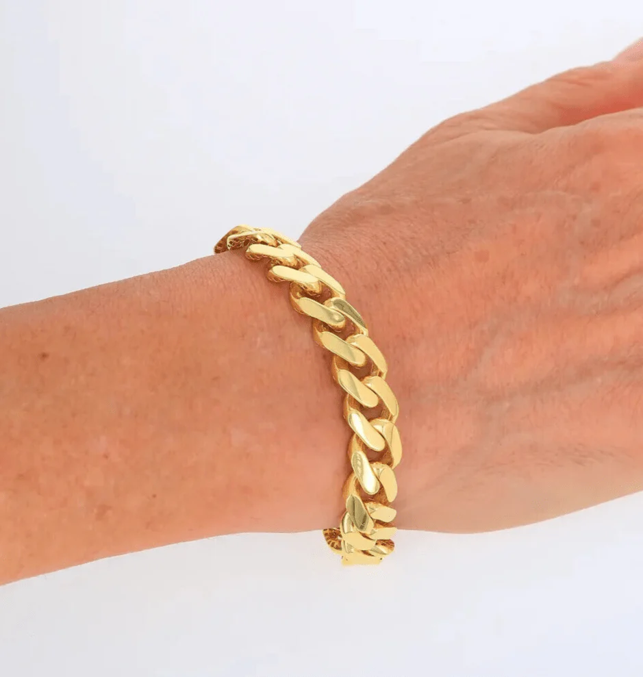 Real 10k Yellow Gold Bracelet 13mm 9 Inch Royal Monaco Cuban Link Mens Box Clasp - Image 9