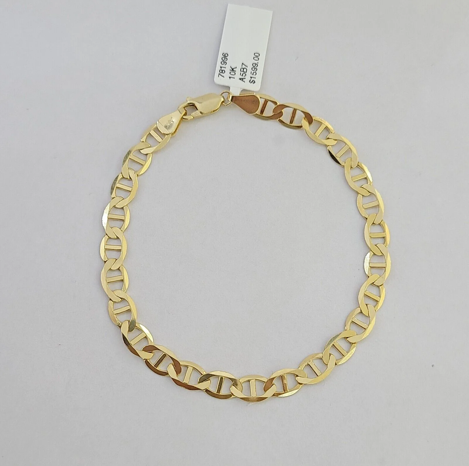 REAL 10k Yellow Gold Bracelet 6mm Anchor Mariner 8" Inch Lobster Lock