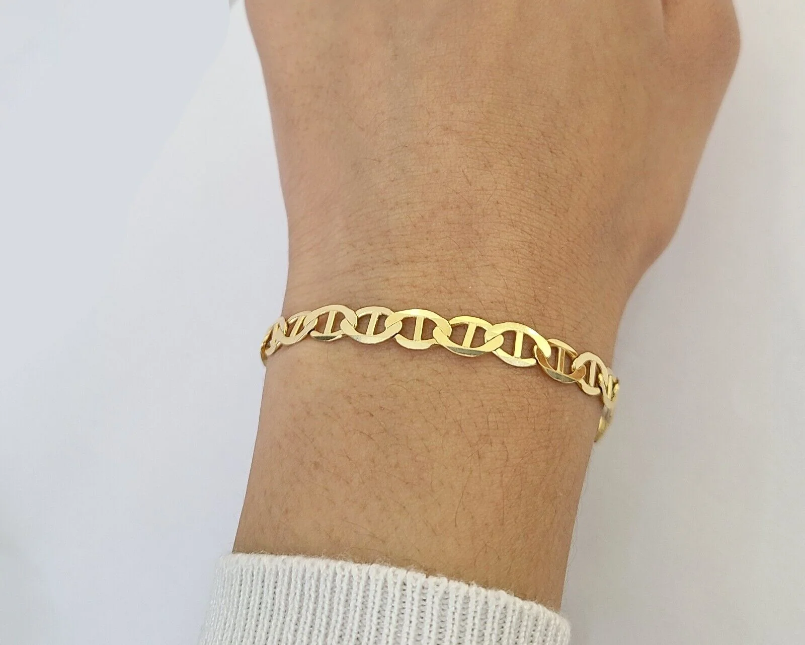 REAL 10k Yellow Gold Bracelet 6mm Anchor Mariner 8" Inch Lobster Lock - Image 2