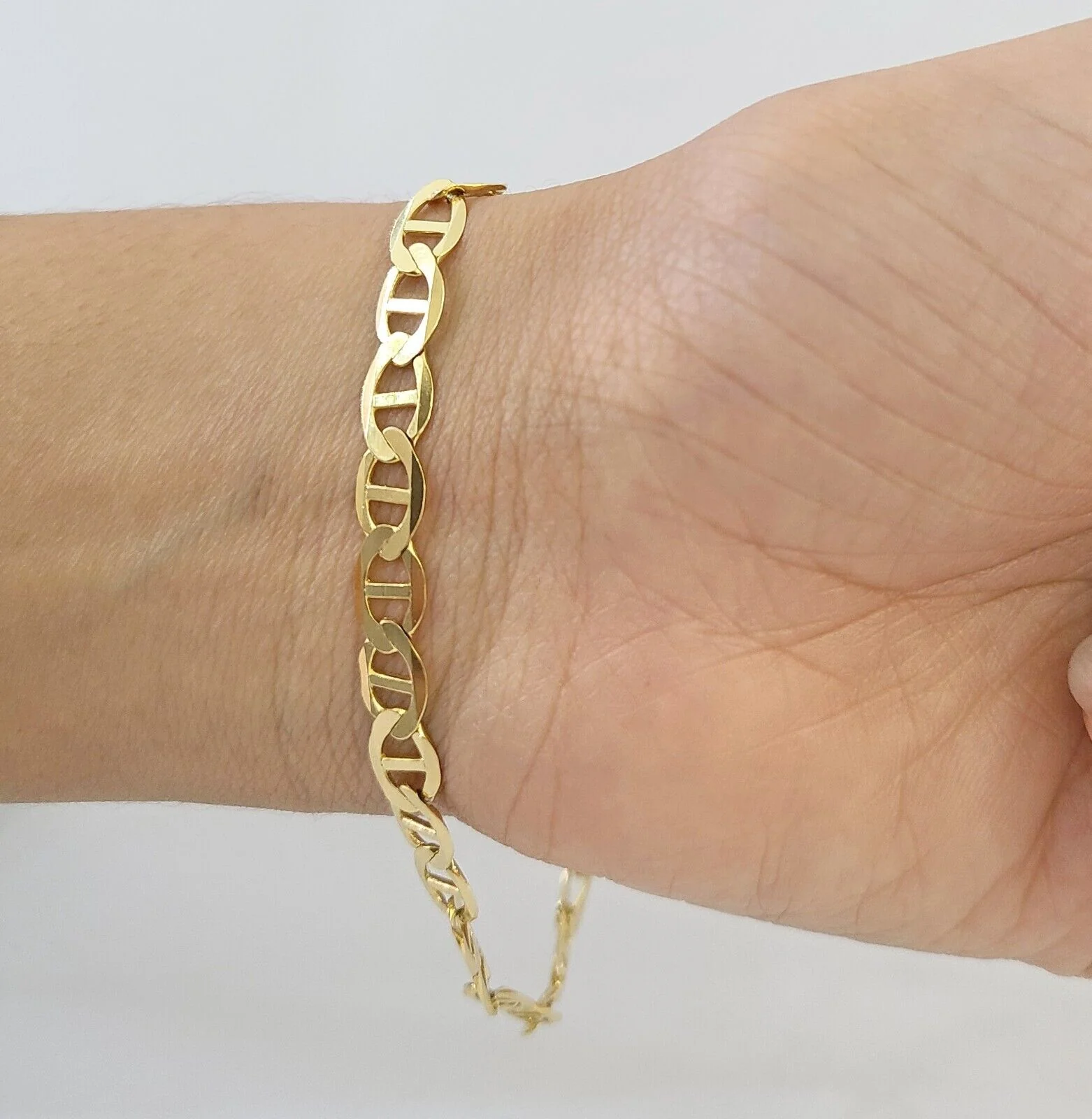 REAL 10k Yellow Gold Bracelet 6mm Anchor Mariner 8" Inch Lobster Lock - Image 5