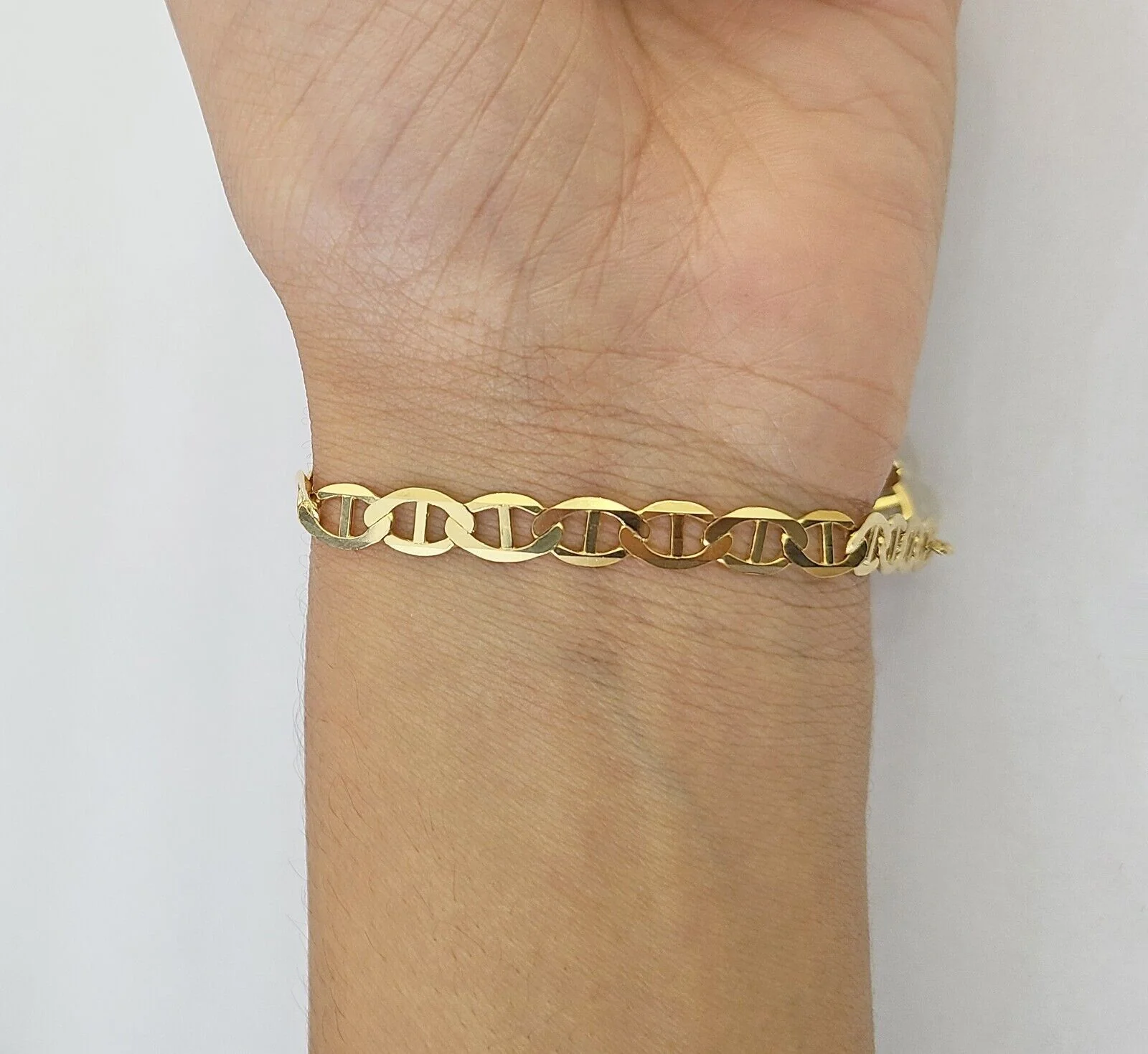 REAL 10k Yellow Gold Bracelet 6mm Anchor Mariner 8" Inch Lobster Lock - Image 6
