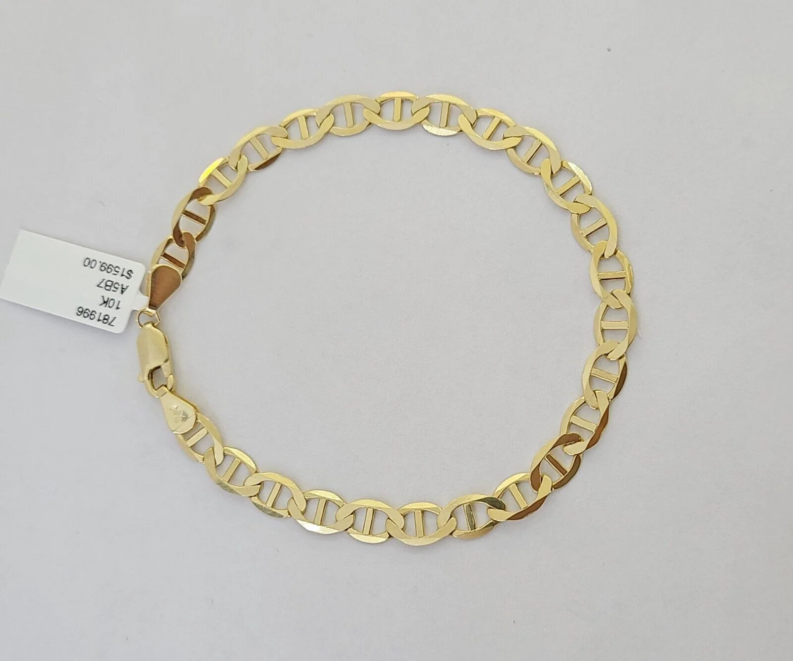 REAL 10k Yellow Gold Bracelet 6mm Anchor Mariner 8" Inch Lobster Lock - Image 7