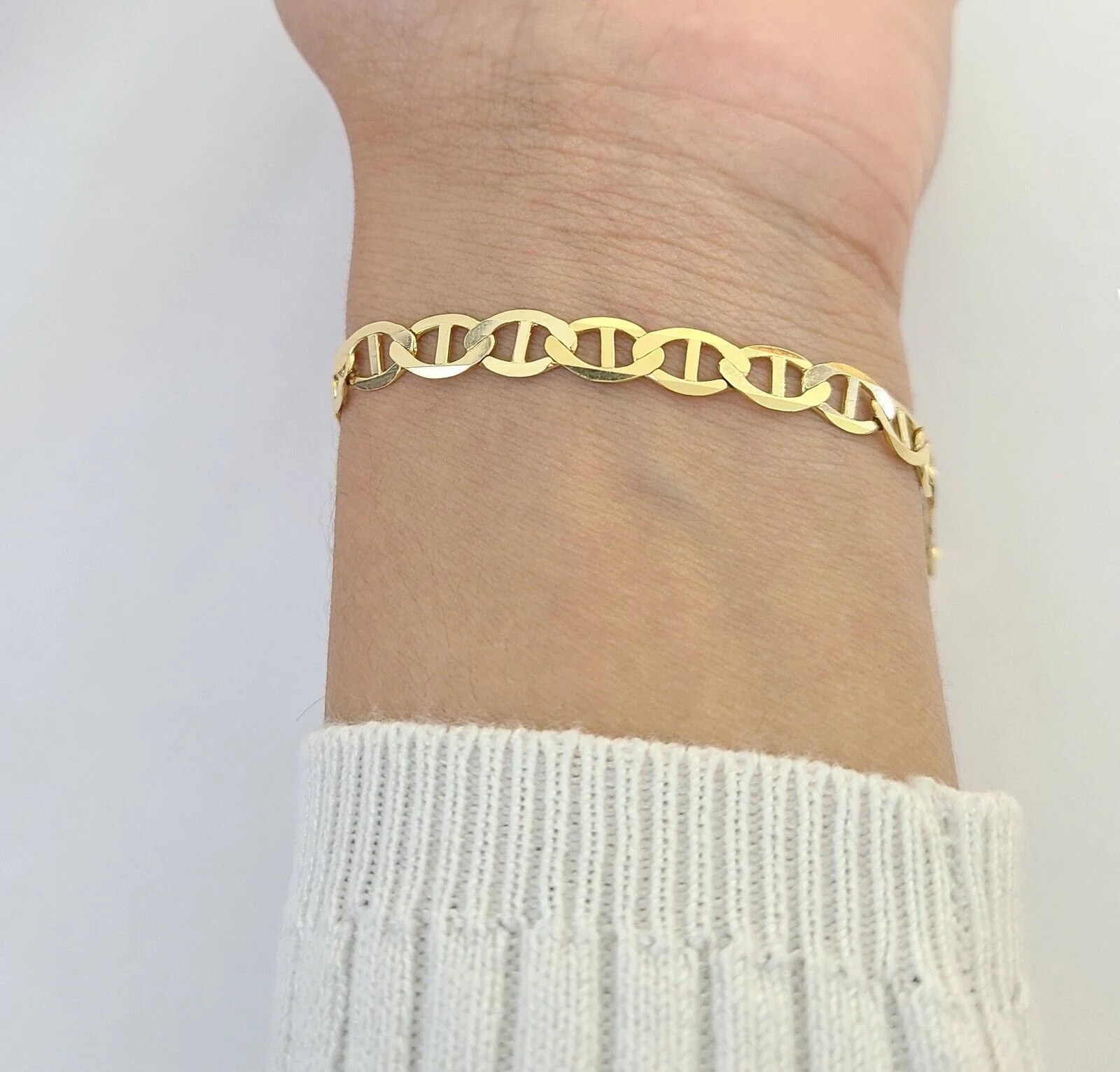REAL 10k Yellow Gold Bracelet 6mm Anchor Mariner 8" Inch Lobster Lock - Image 8