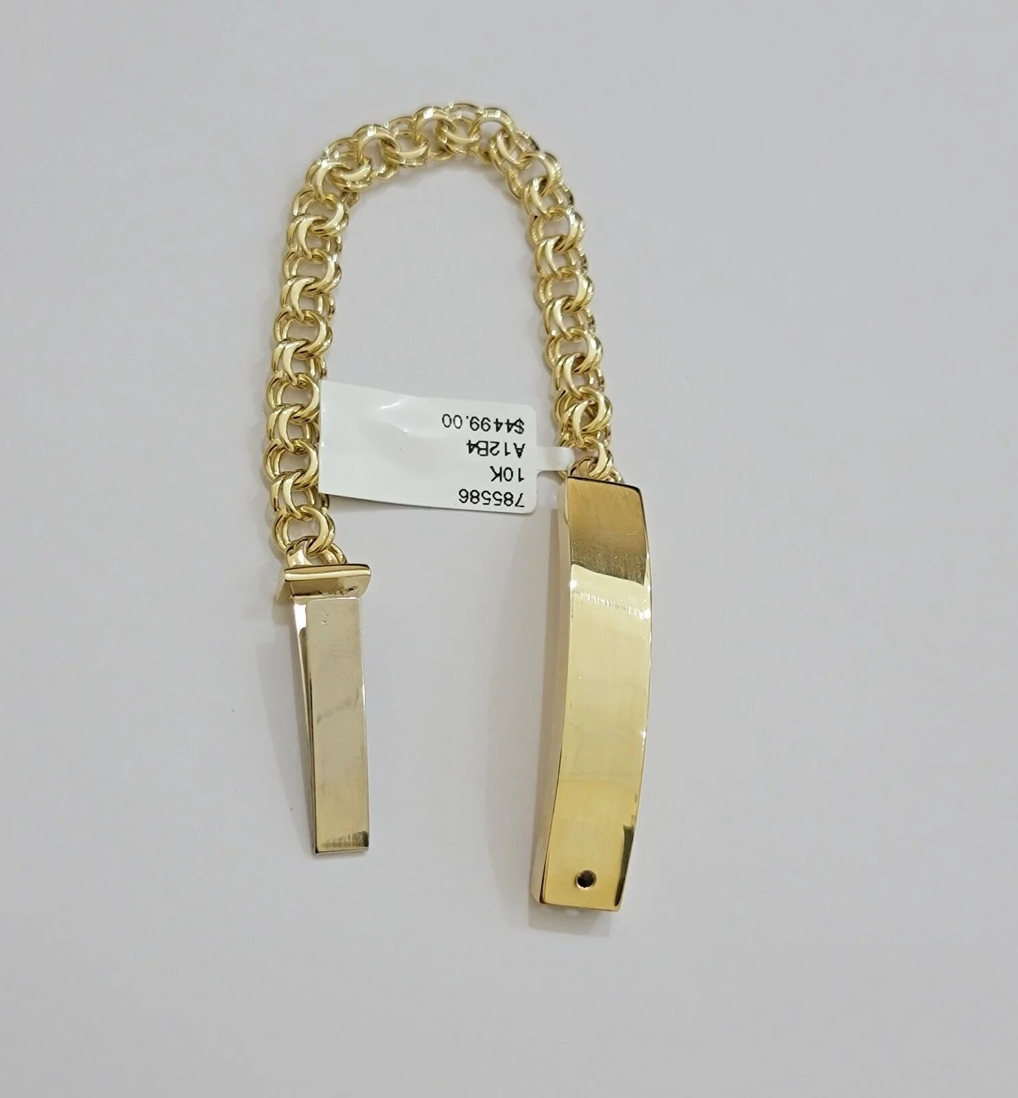 Real 10k Yellow Gold Bracelet Chino ID Name Plate 6.25" SOLID LINK KIDS / Women - Image 3
